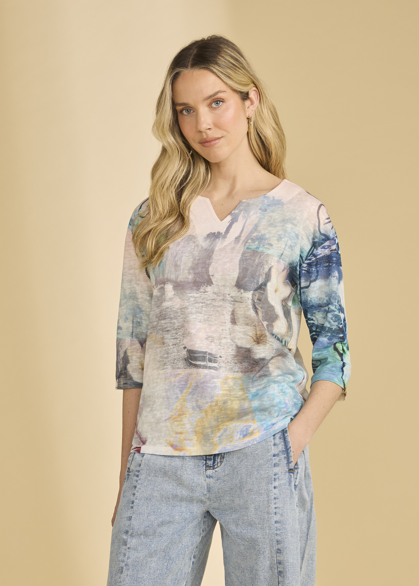 French Dressing Jeans FDJ Notch Neck Top