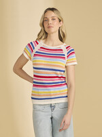 French Dressing Jeans FDJ Crochet Striped Sweater