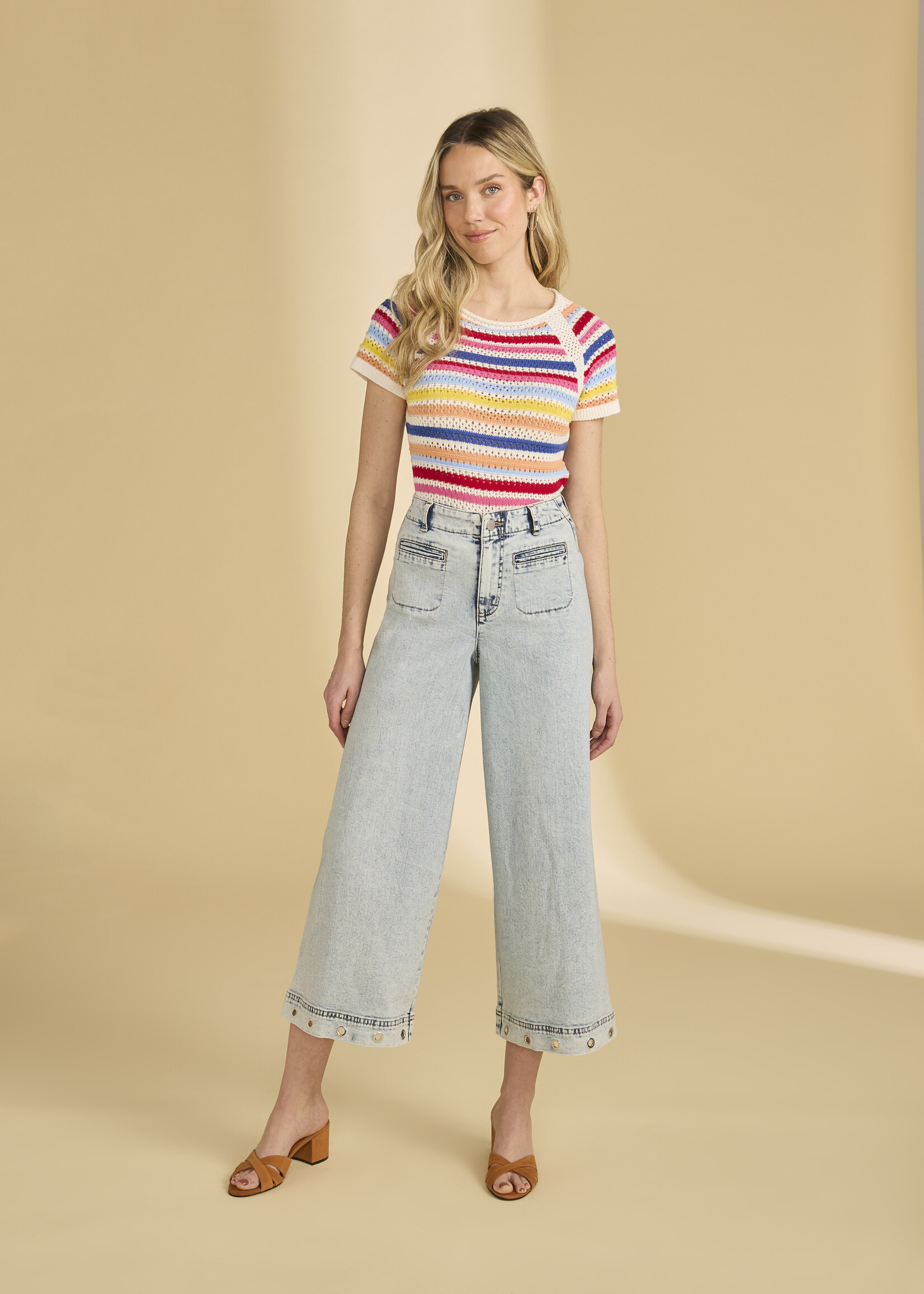 French Dressing Jeans FDJ Crochet Striped Sweater