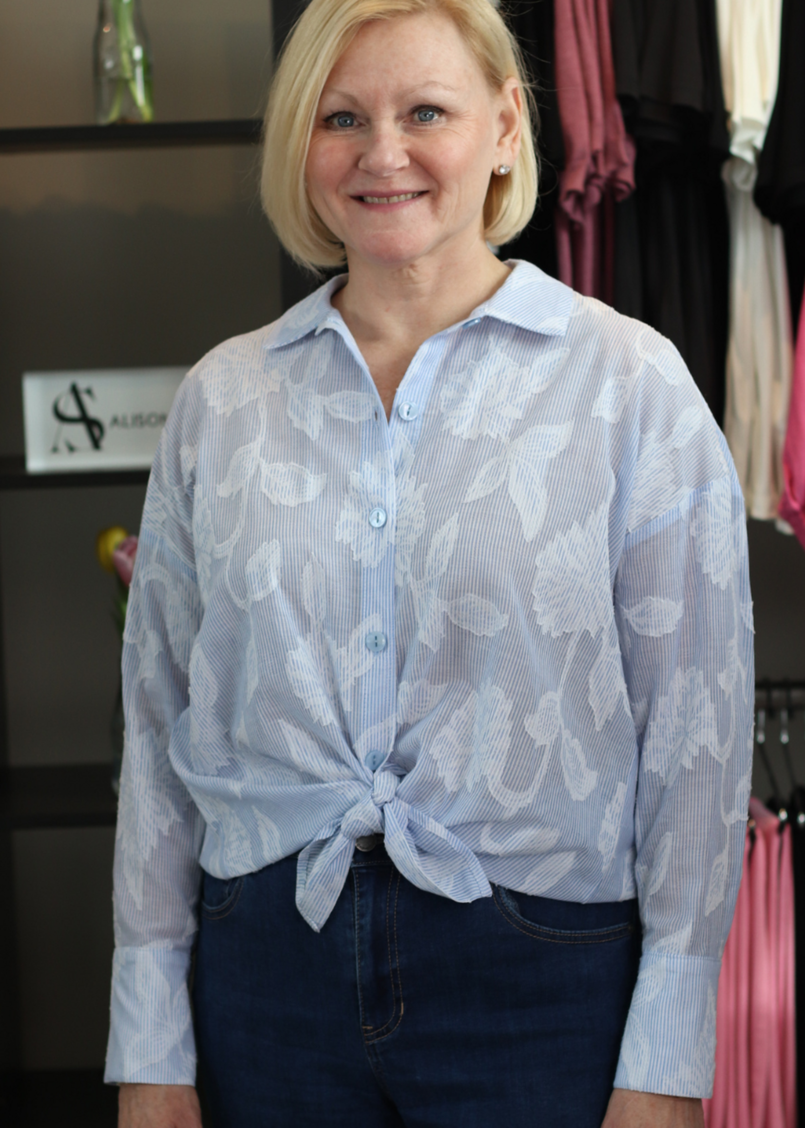 PURE PURE Tie Front Floral Print Shirt