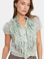 Saint Tropez Saint Tropez Cap Sleeve Ruffle Blouse