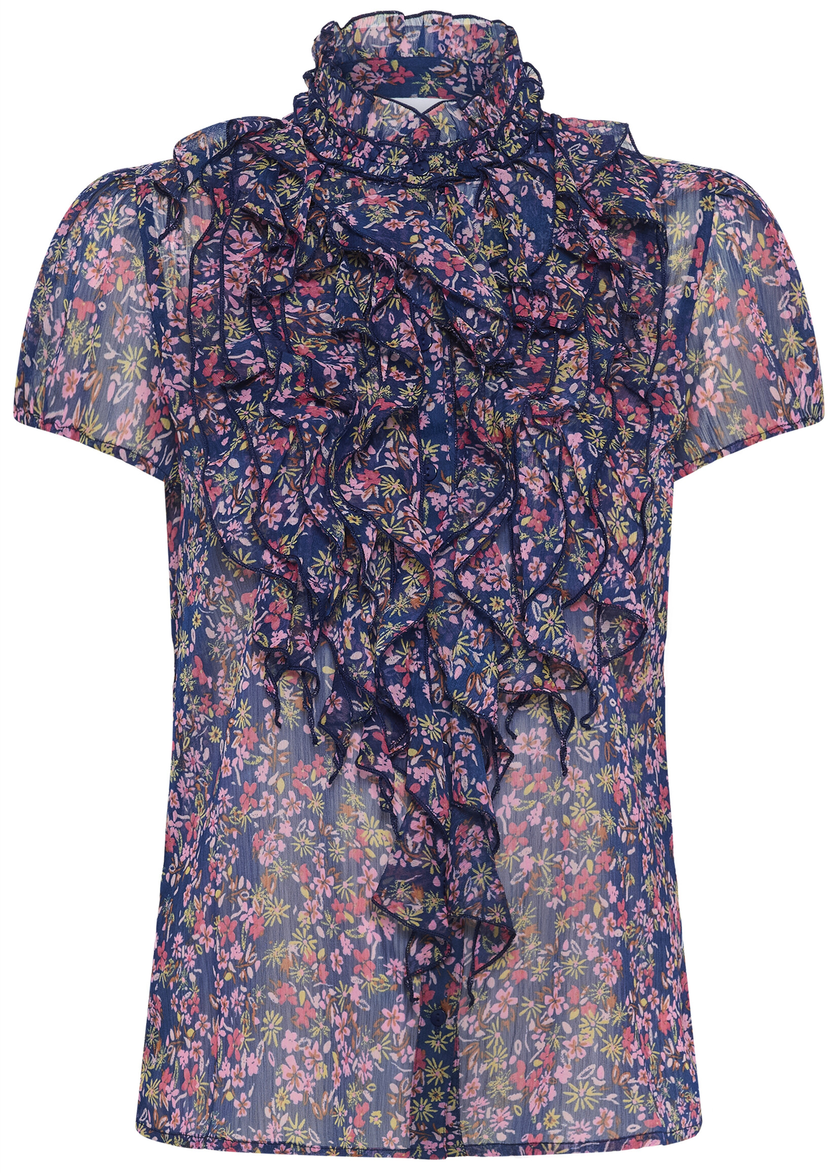 Saint Tropez Saint Tropez Cap Sleeve Ruffle Blouse