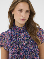 Saint Tropez Saint Tropez Cap Sleeve Ruffle Blouse