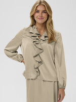 Saint Tropez Saint Tropez Satin VNeck Frill Blouse