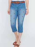 Renuar Renuar Embroidery Cherries Denim Capri