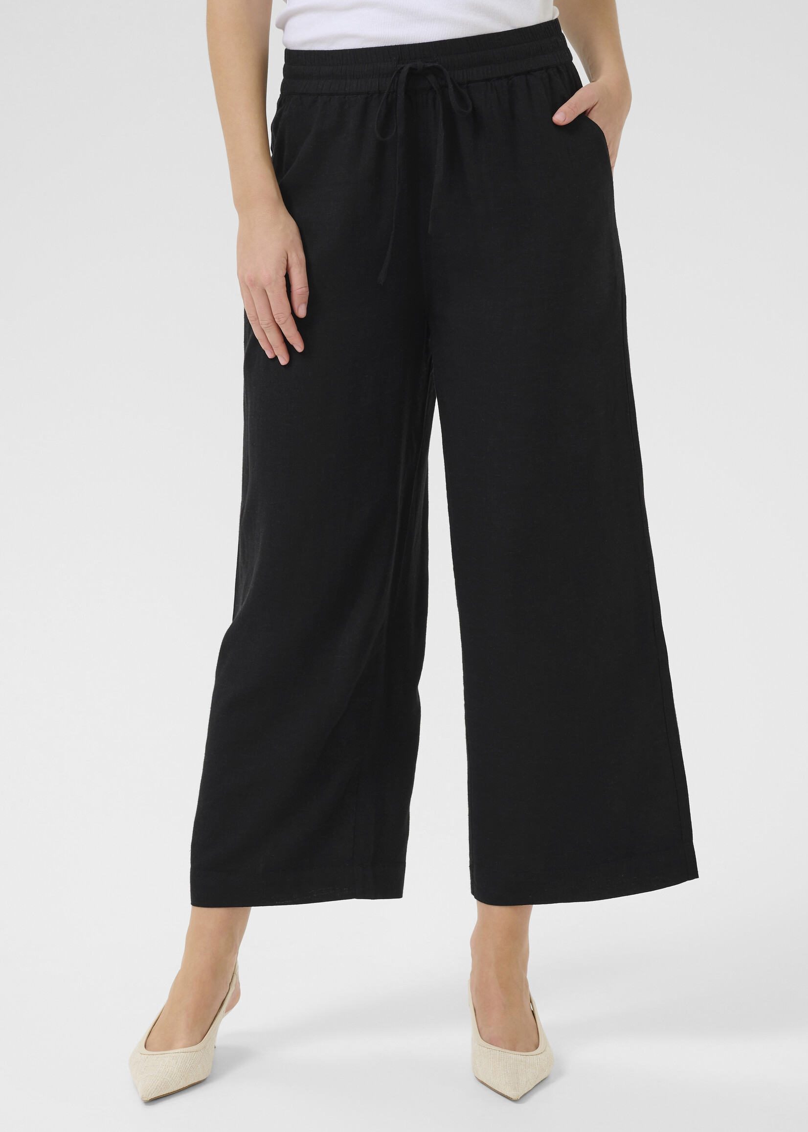 Kaffe Kaffe Milia Cropped Wide Linen Pants