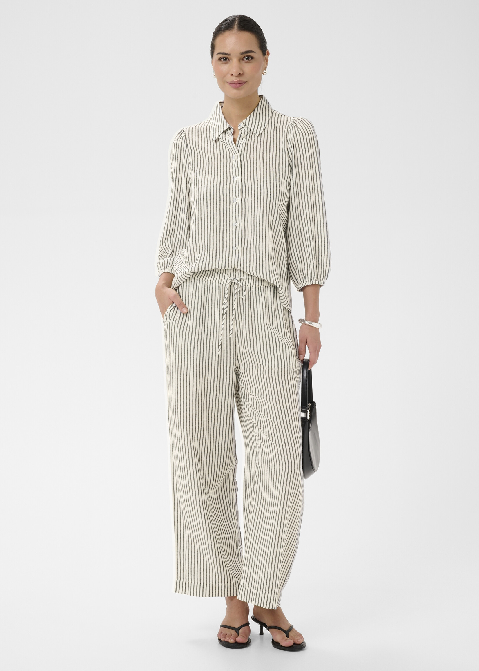 Kaffe Kaffe Milia Cropped Wide Linen Pants