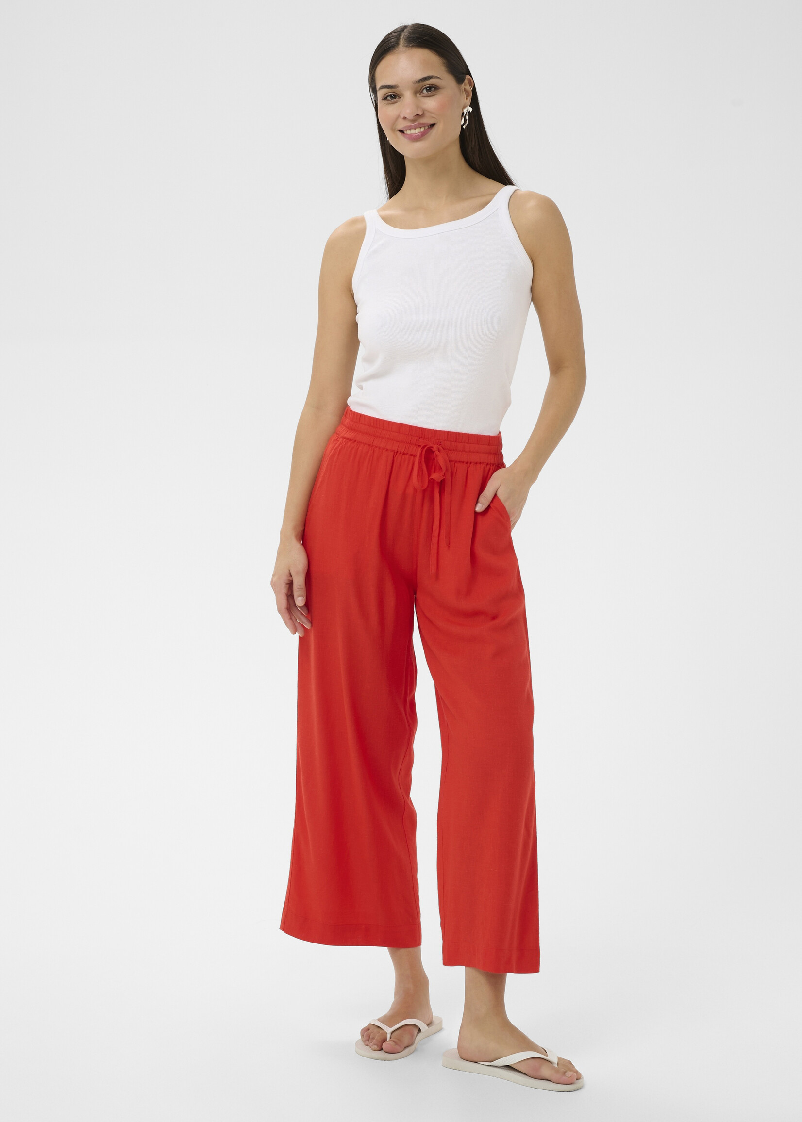 Kaffe Kaffe Milia Cropped Wide Linen Pants