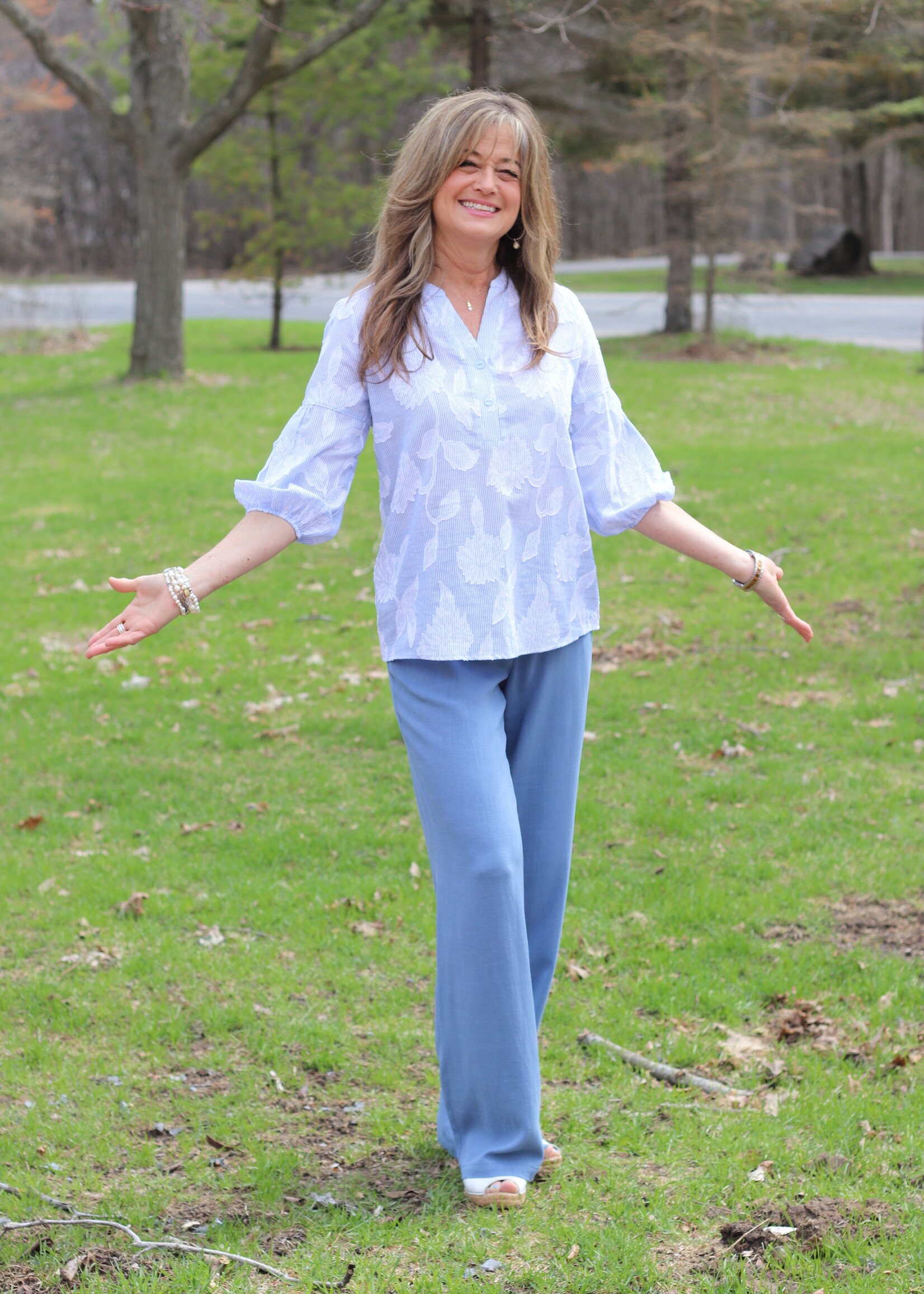 PURE PURE Floral VNeck Balloon Sleeve Blouse