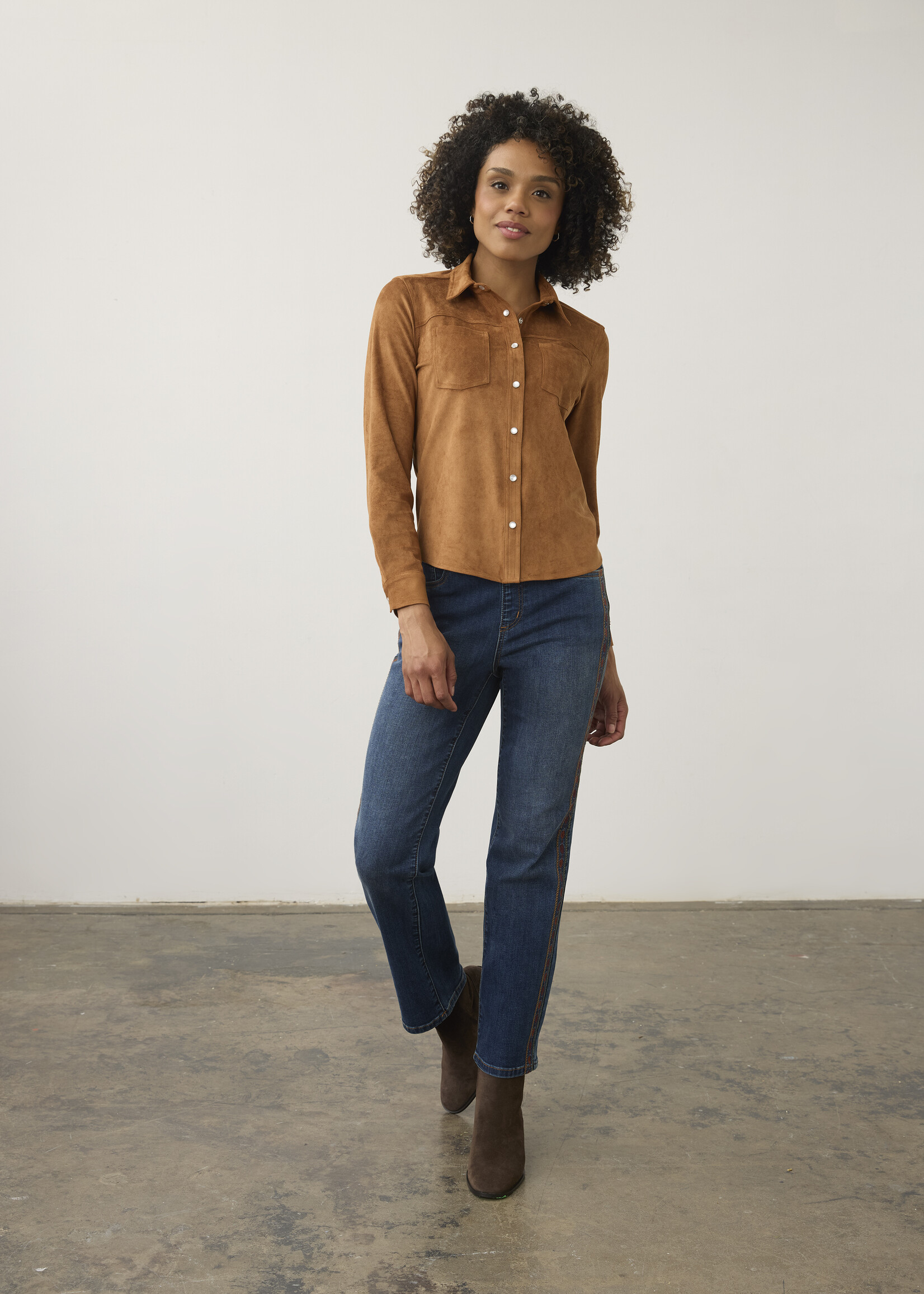 French Dressing Jeans FDJ Long Sleeve Suede Shirt