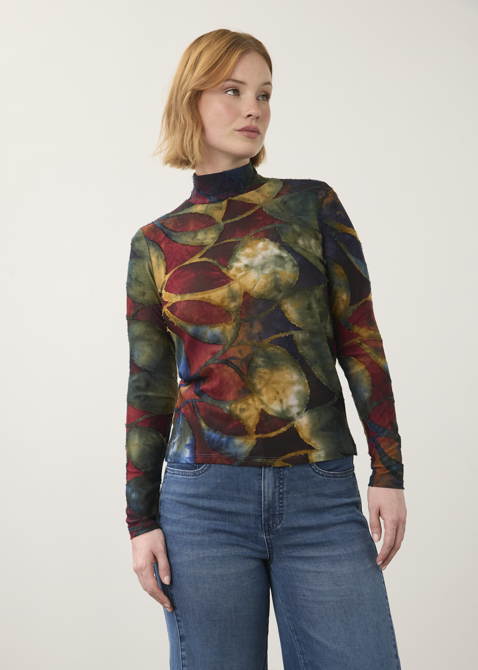 French Dressing Jeans FDJ Mock Neck Long Sleeve Top
