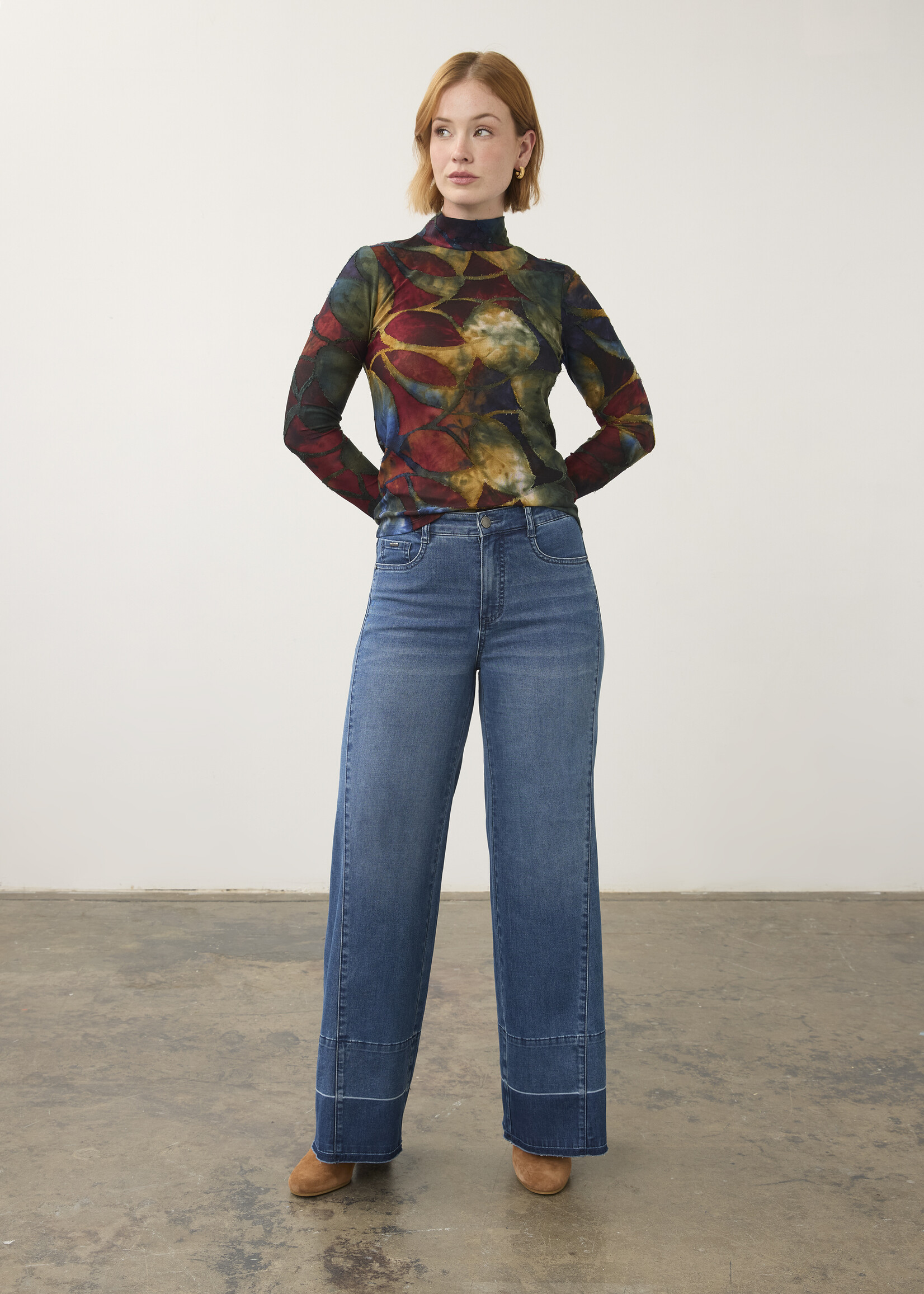 French Dressing Jeans FDJ Mock Neck Long Sleeve Top