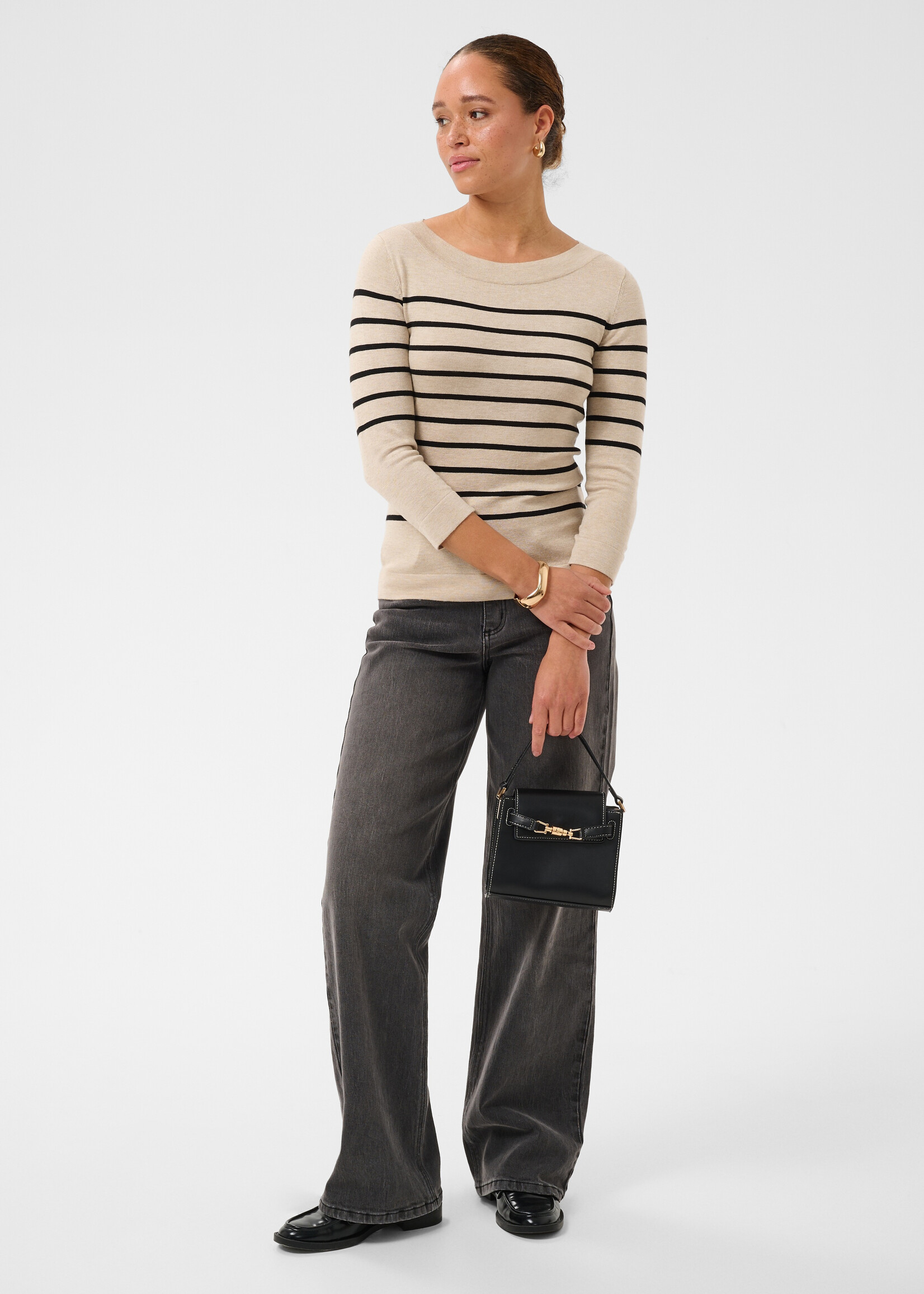 Kaffe Kaffe Lizza Striped Boatneck Sweater