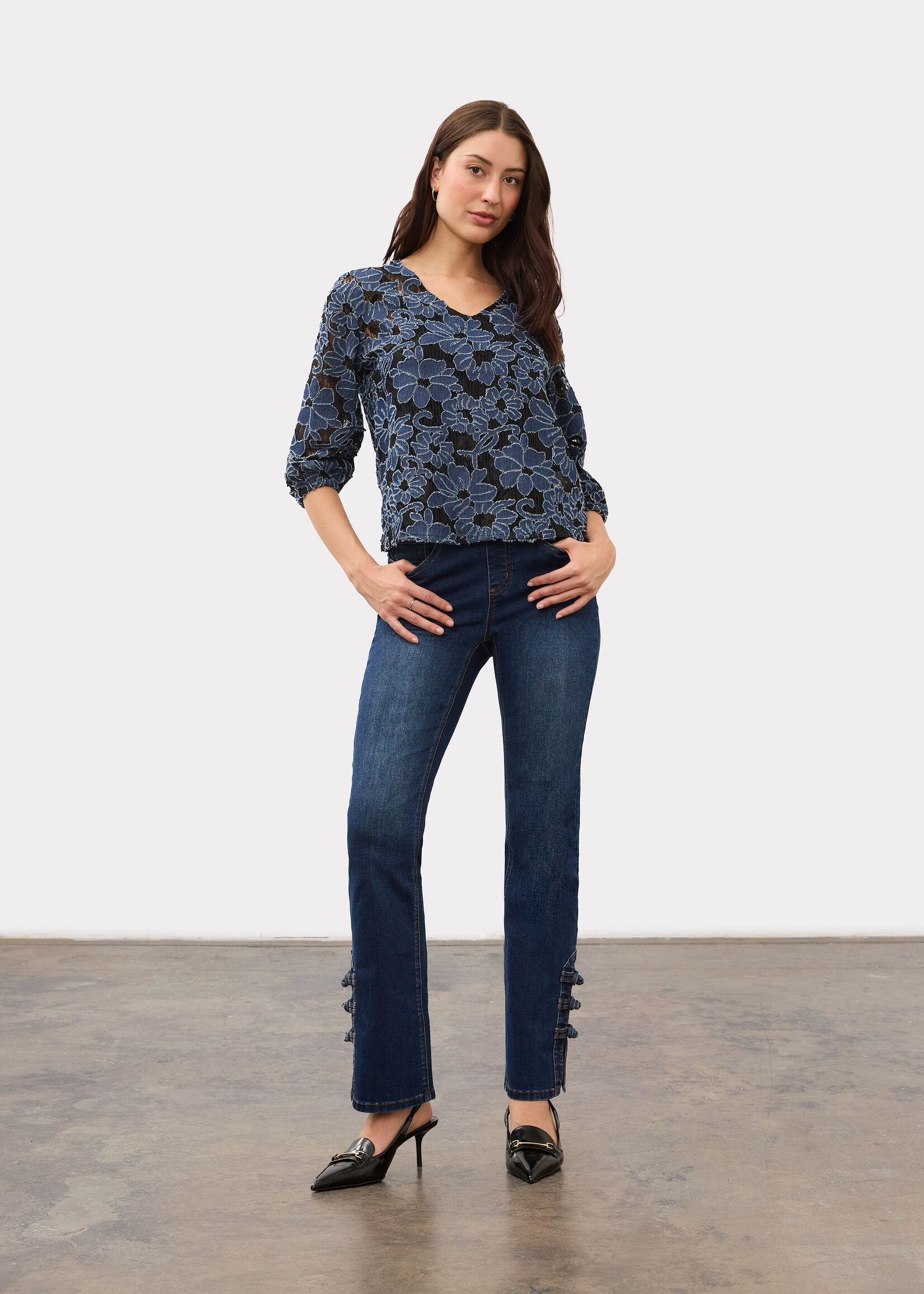 French Dressing Jeans FDJ 3/4 Sleeve VNeck Top