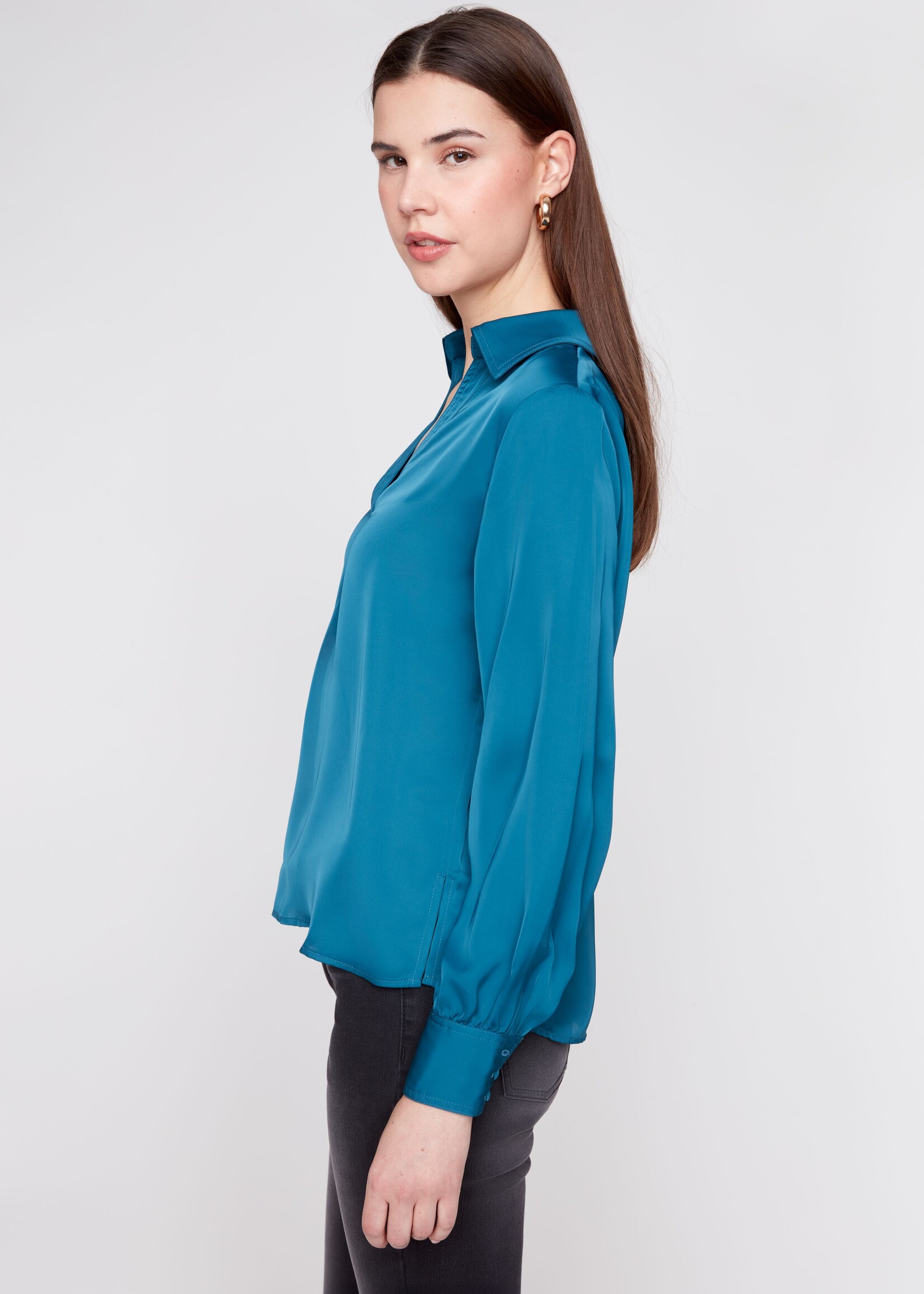 Renuar Renuar Satin Vneck Pullover Blouse