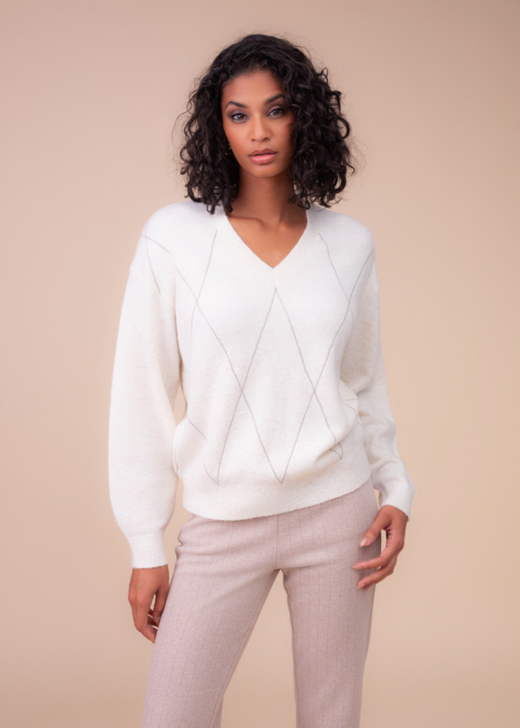 Alison Sheri Alison Sheri Sparkle Diamond Vneck Sweater