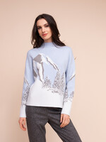 Alison Sheri Alison Sheri Mountain Scene Mock Neck Sweater