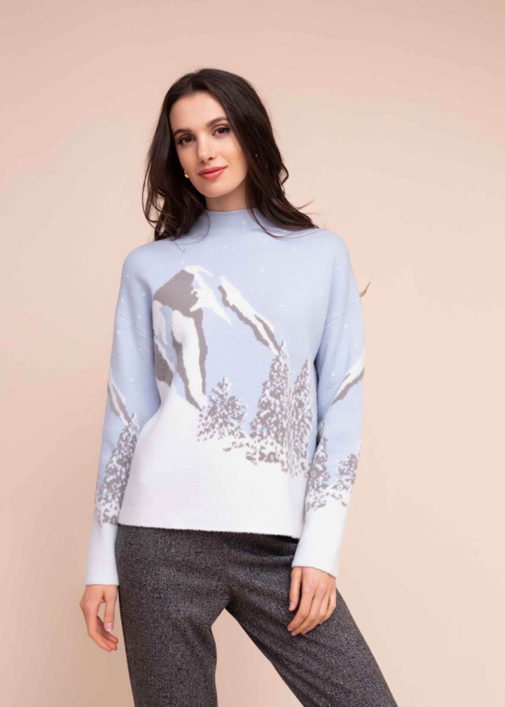 Alison Sheri Alison Sheri  Mountain Scene Mock Neck Sweater