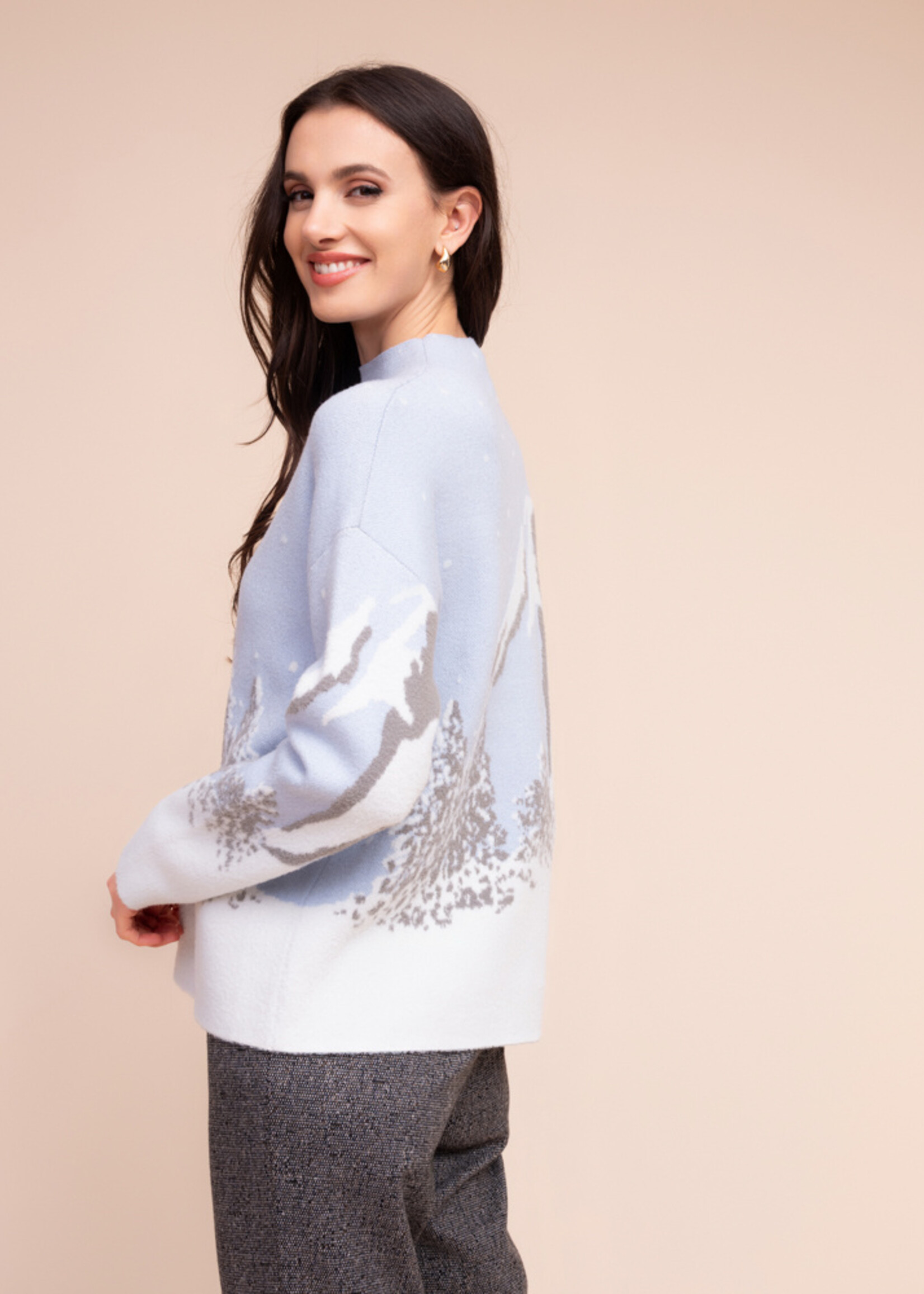 Alison Sheri Alison Sheri  Mountain Scene Mock Neck Sweater