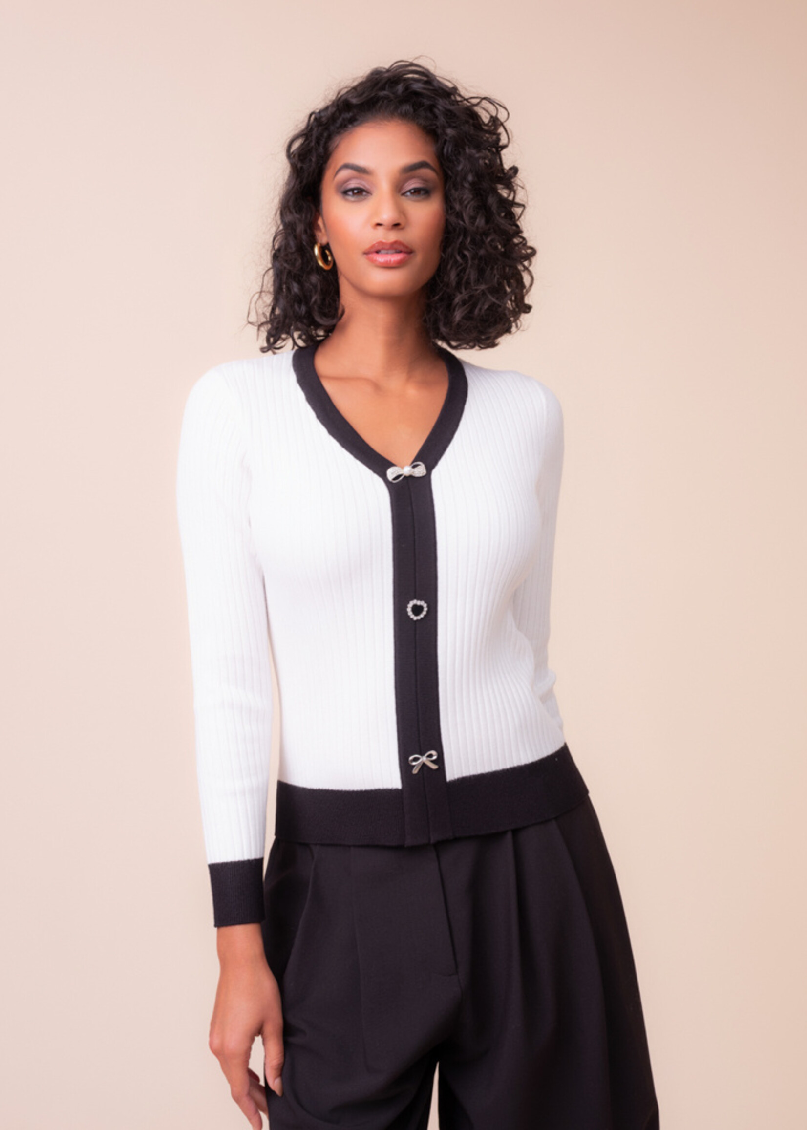 Alison Sheri Alison Sheri Faux Cardi with Sparkle Buttons