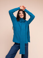 Alison Sheri Alison Sheri Crew Sweater with Detachable Scarf
