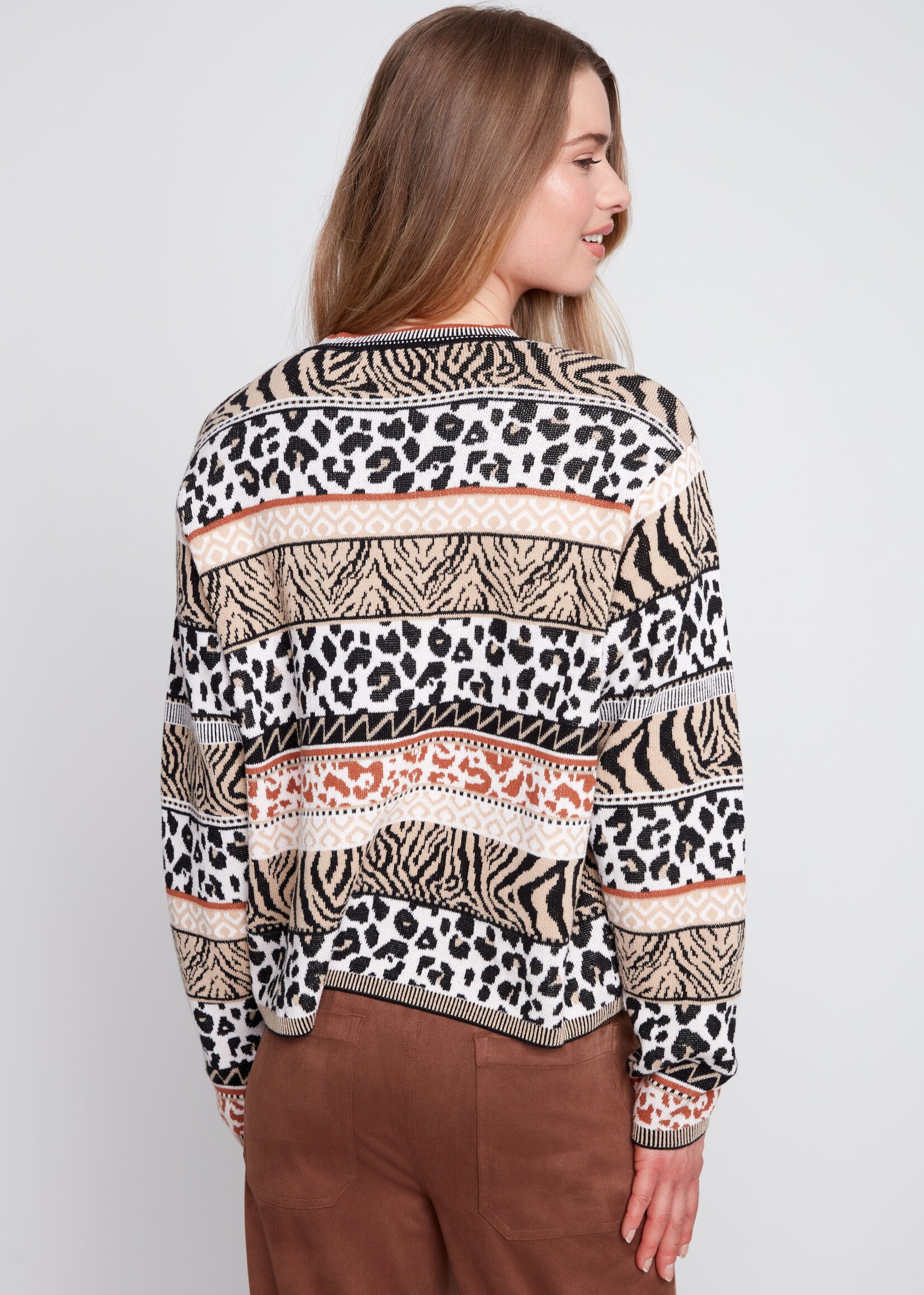 Renuar Renuar Crew Animal Print Sweater