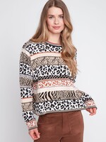 Renuar Renuar Crew Animal Print Sweater