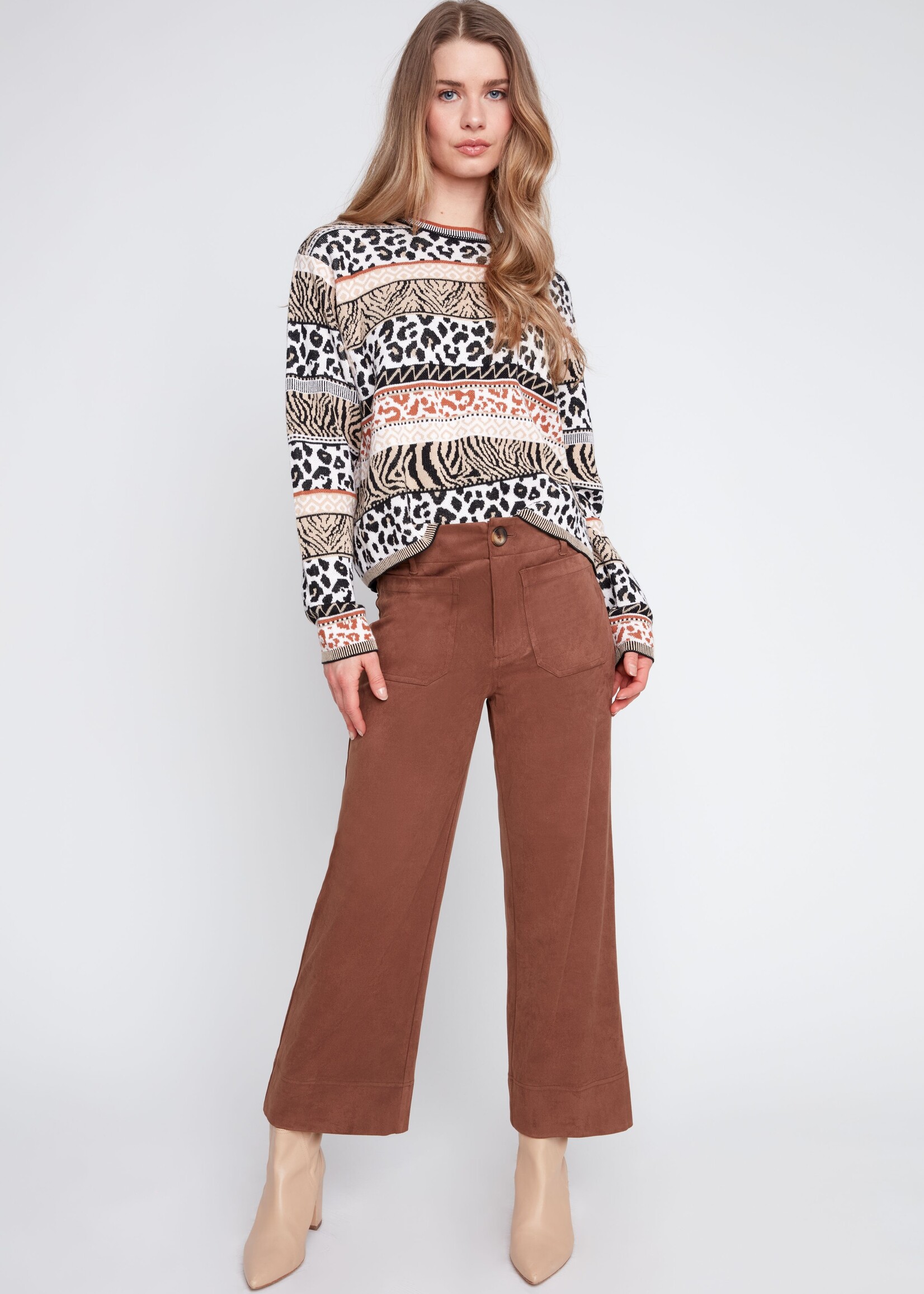 Renuar Renuar Crew Animal Print Sweater