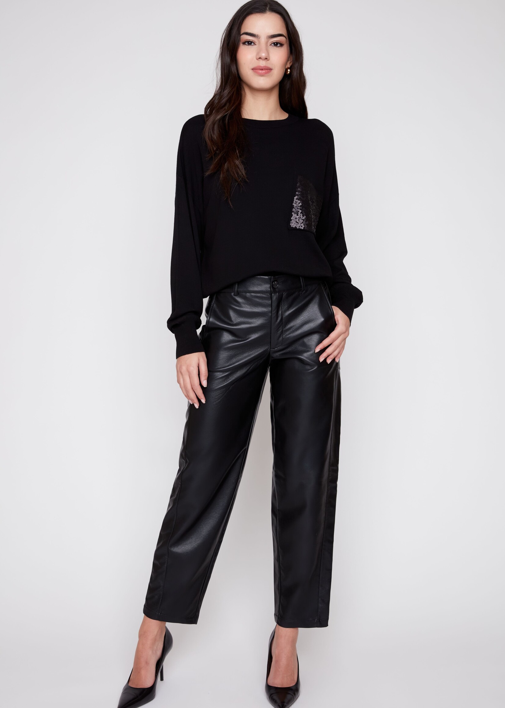 Renuar Renuar Pleather Barrel Pant