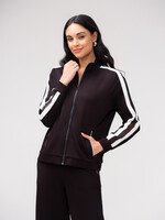 Elena Wang Elena Wang Stripe and Lace Slv Detail Zip Jacket