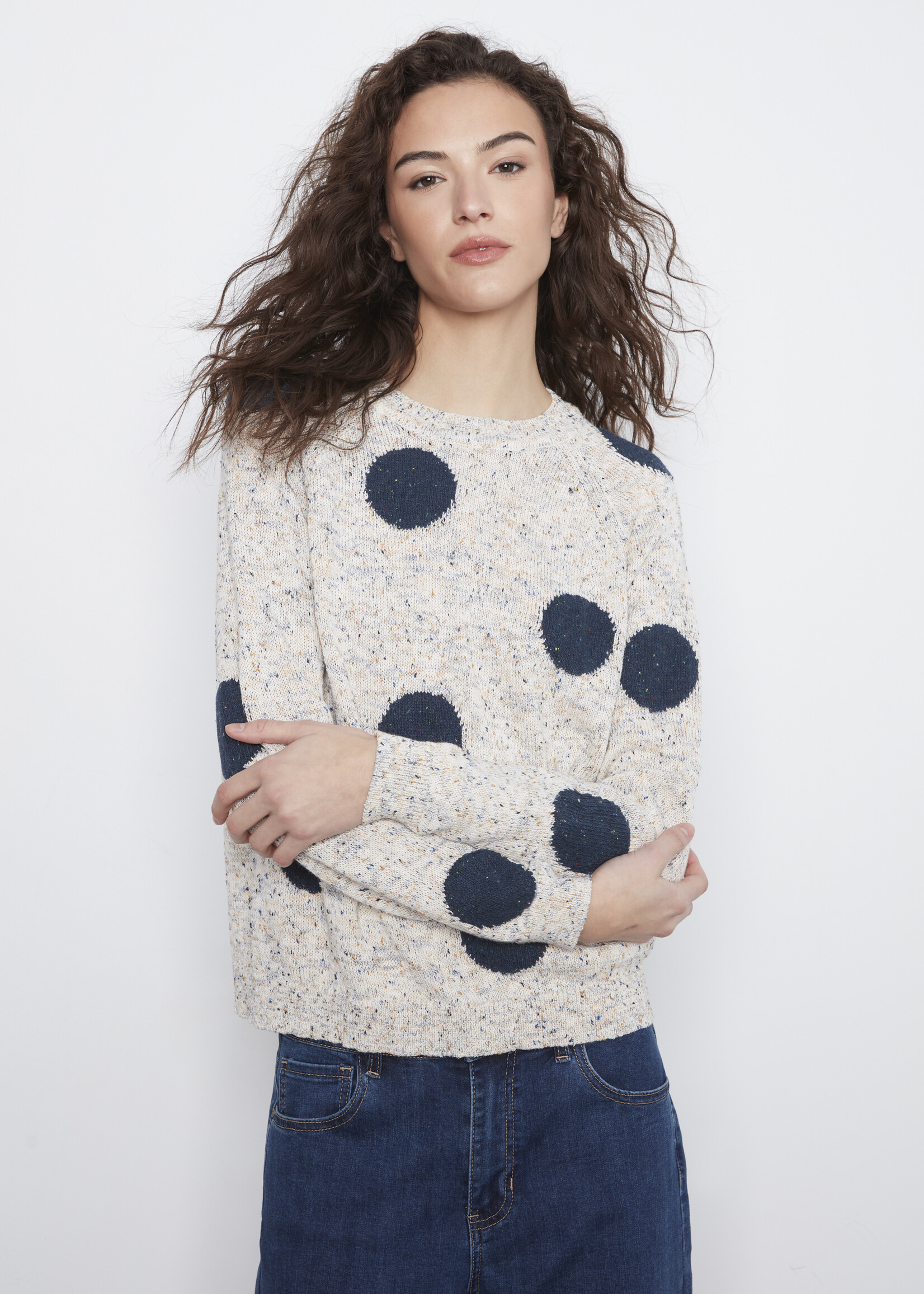 Charlie B Charlie B Polka Dot Raglan Sweater