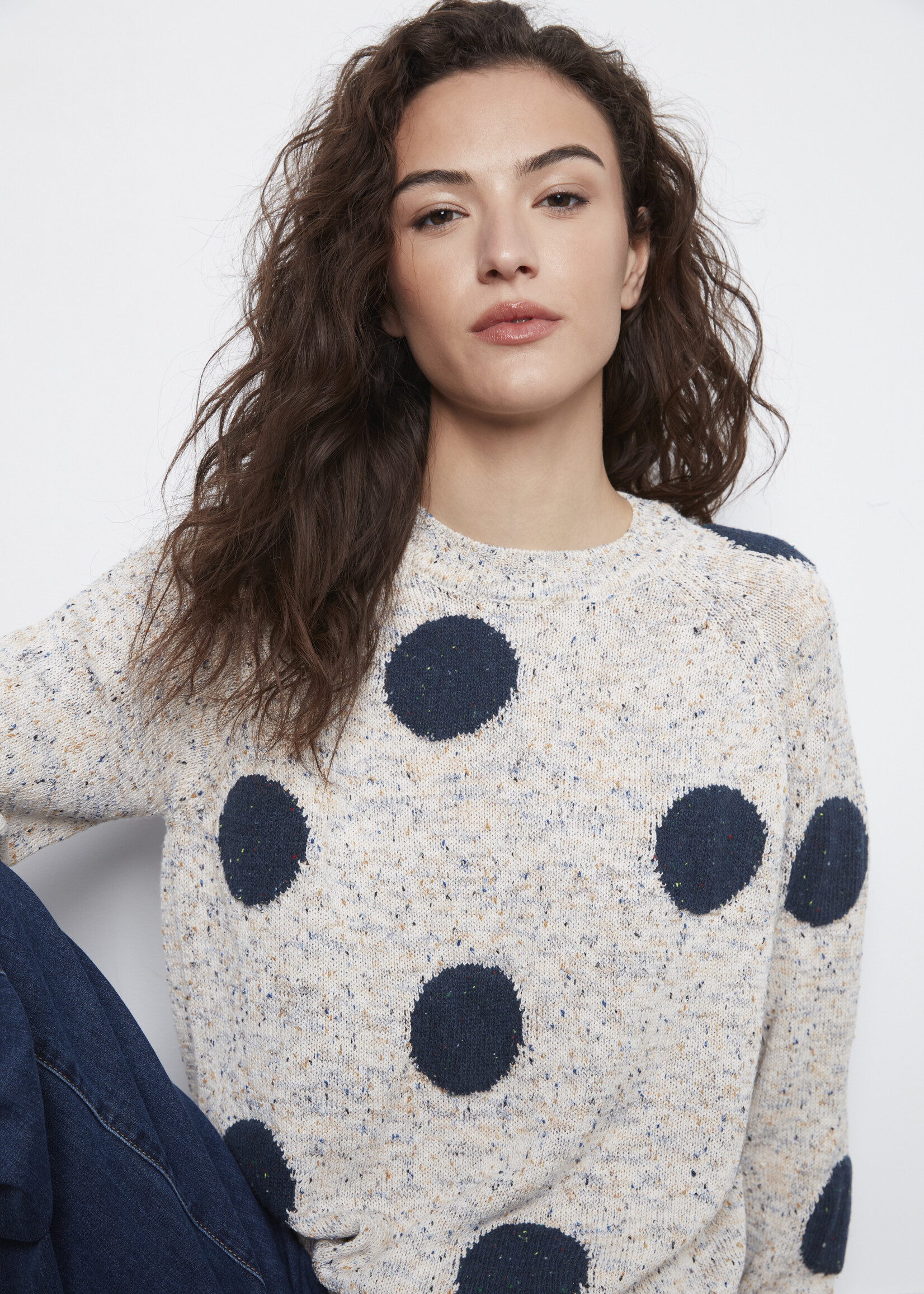 Charlie B Charlie B Polka Dot Raglan Sweater