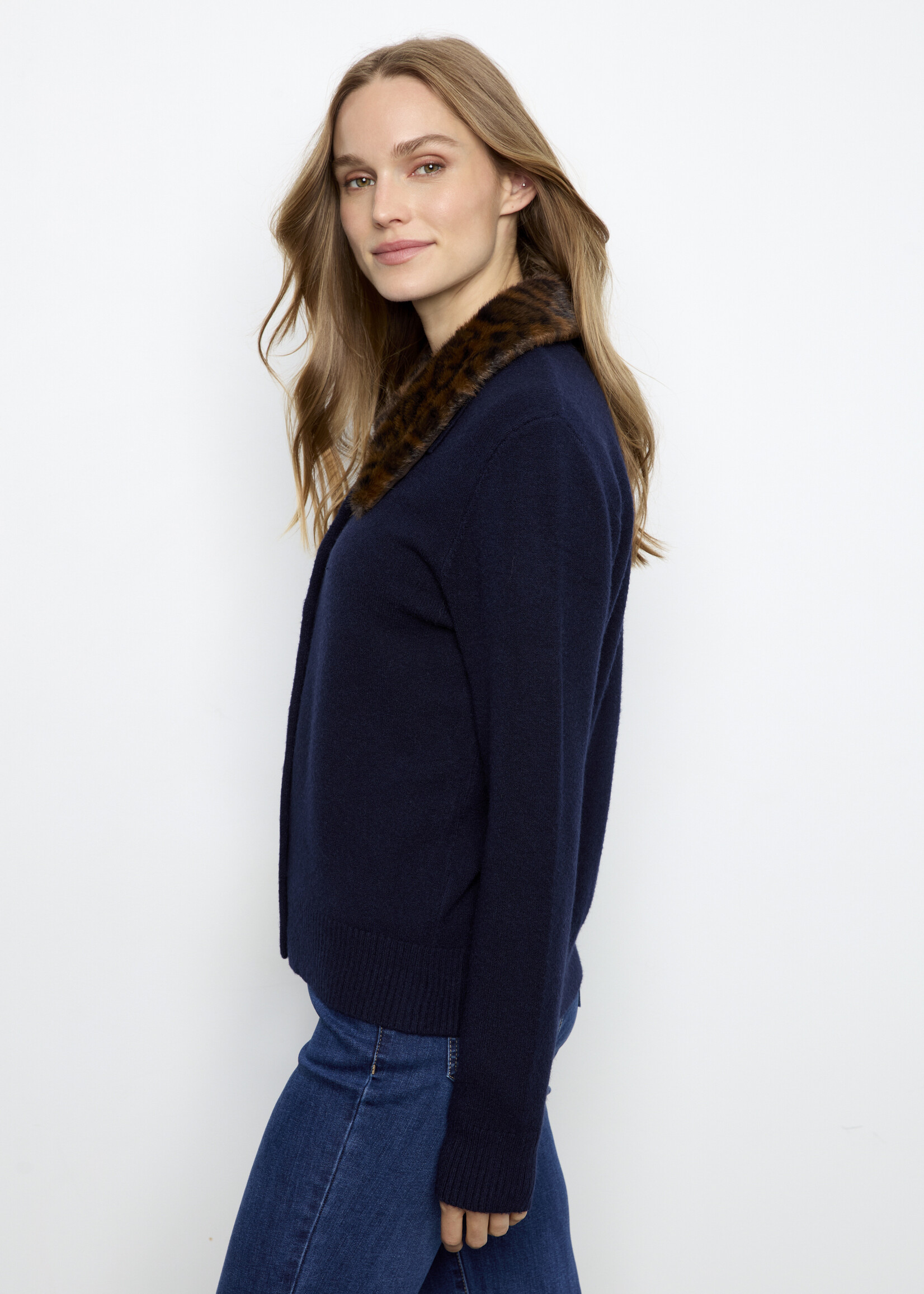 Charlie B Charlie B Cardi with Faux Fur Removable Collar