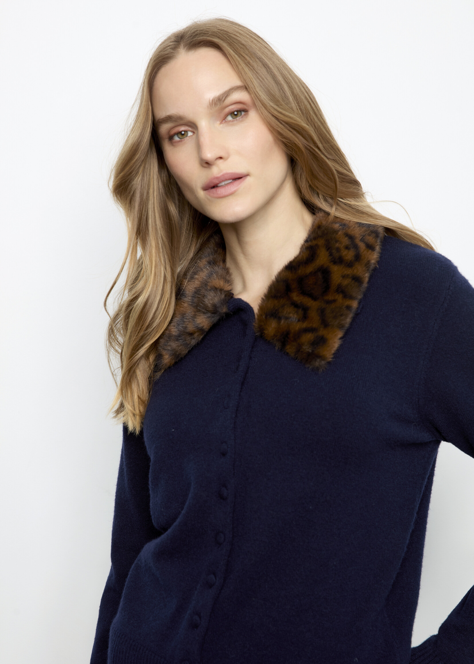 Charlie B Charlie B Cardi with Faux Fur Removable Collar