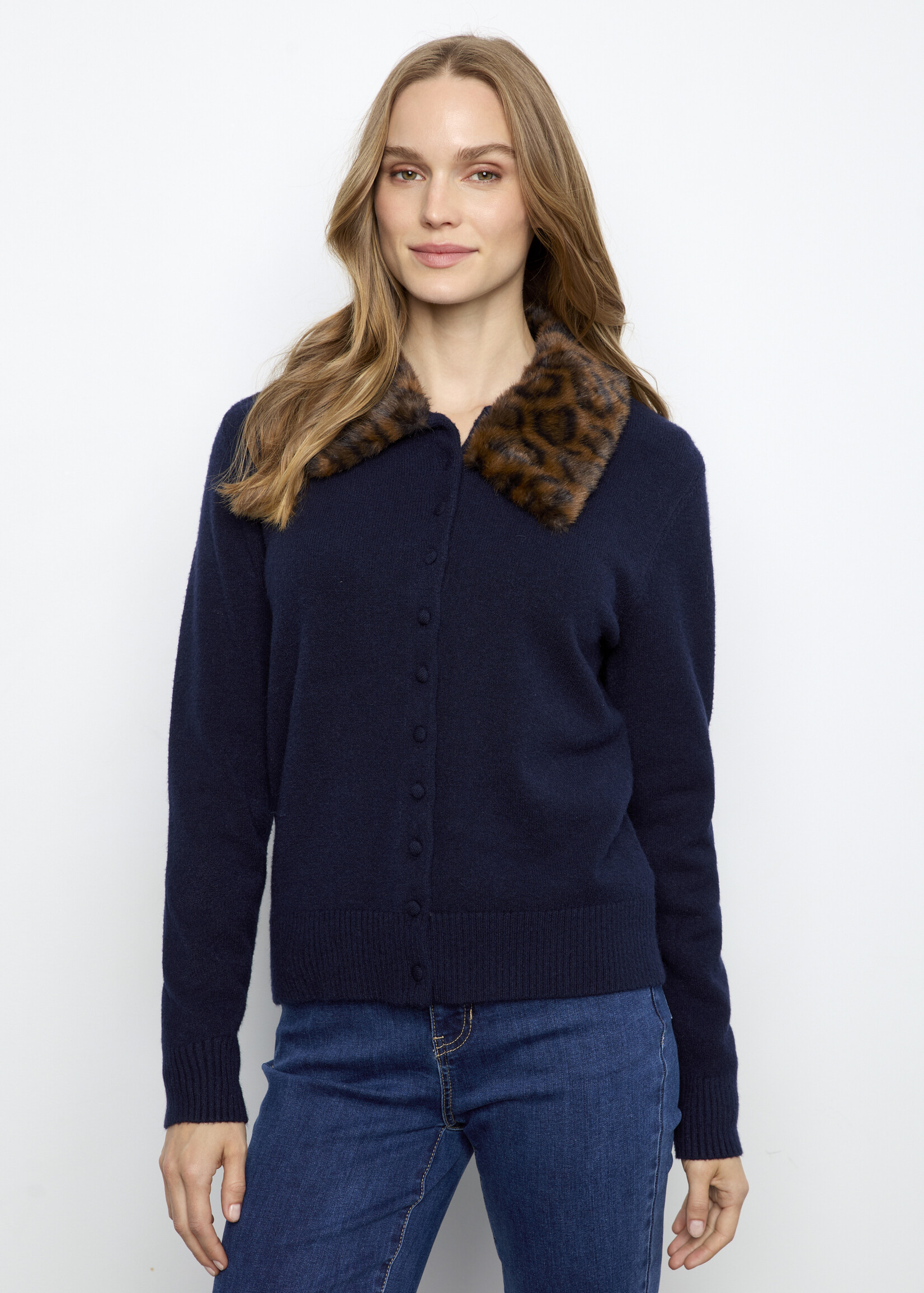 Charlie B Charlie B Cardi with Faux Fur Removable Collar