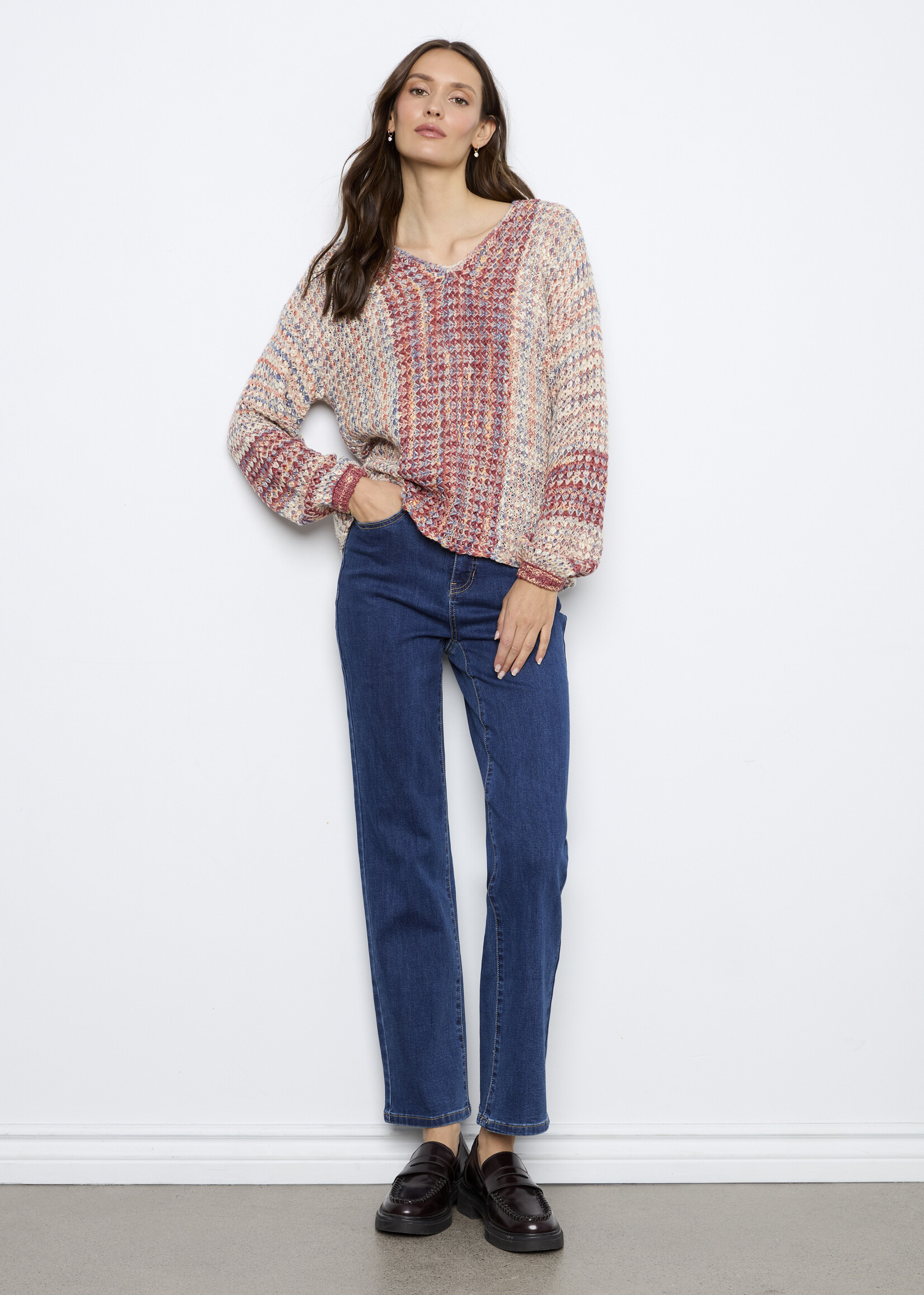 Charlie B Charlie B  Vneck Open Weave Sweater