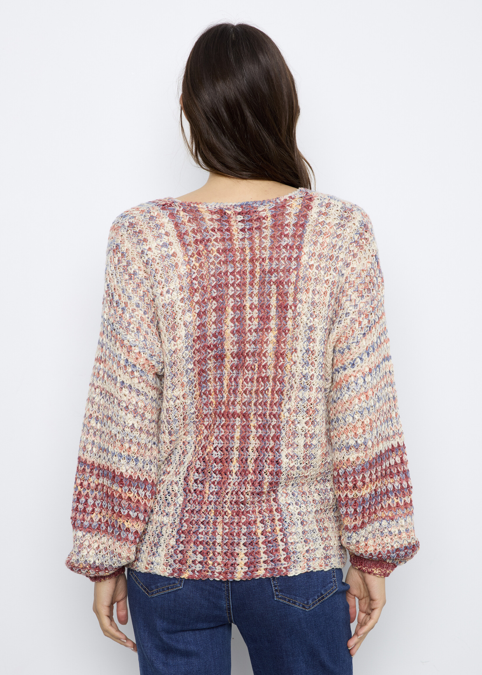 Charlie B Charlie B  Vneck Open Weave Sweater