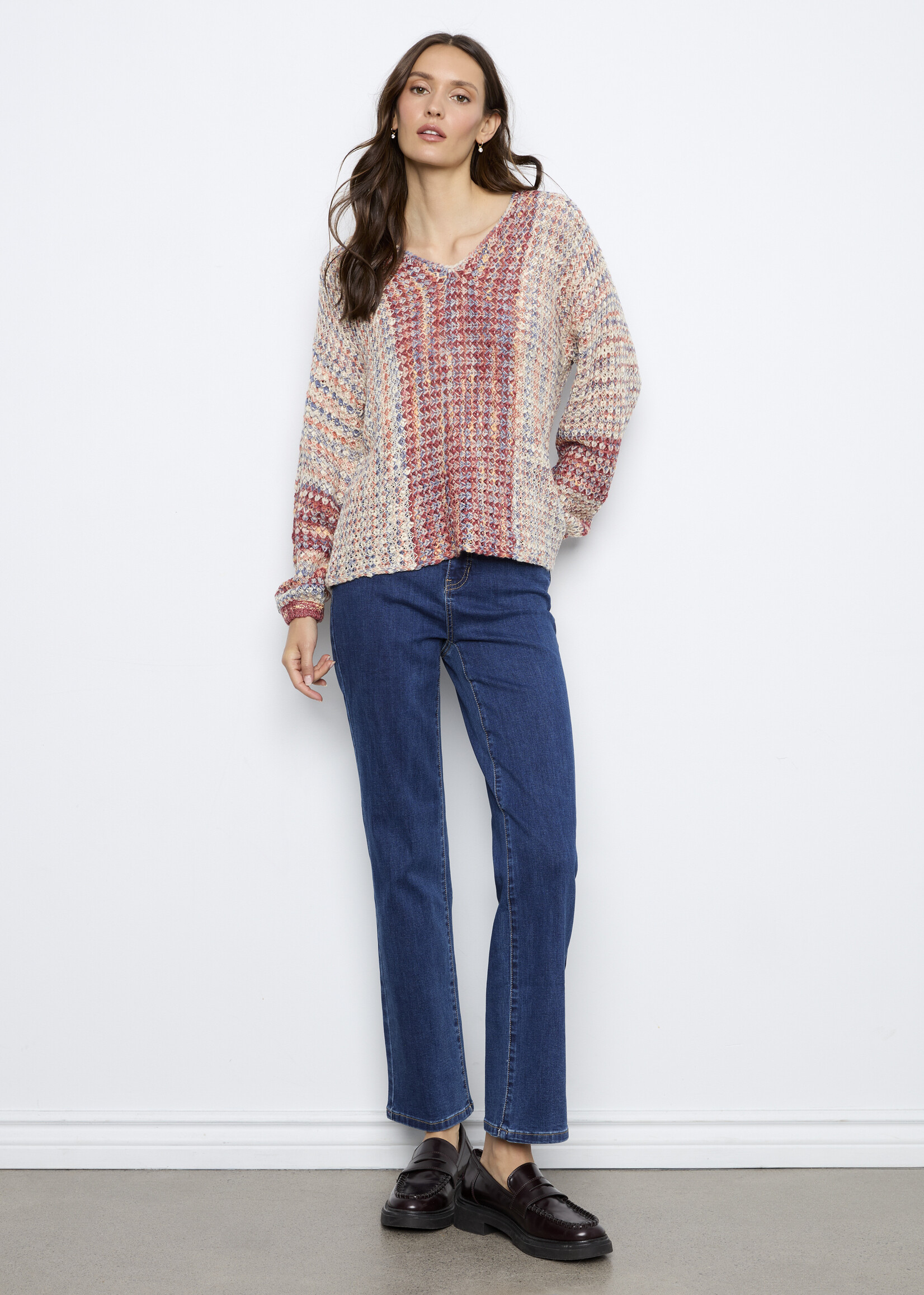 Charlie B Charlie B  Vneck Open Weave Sweater