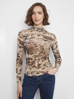 Charlie B Charlie B Printed Mesh Long Sleeve Top