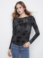Charlie B Charlie B Ruched Flocked Jersey Top