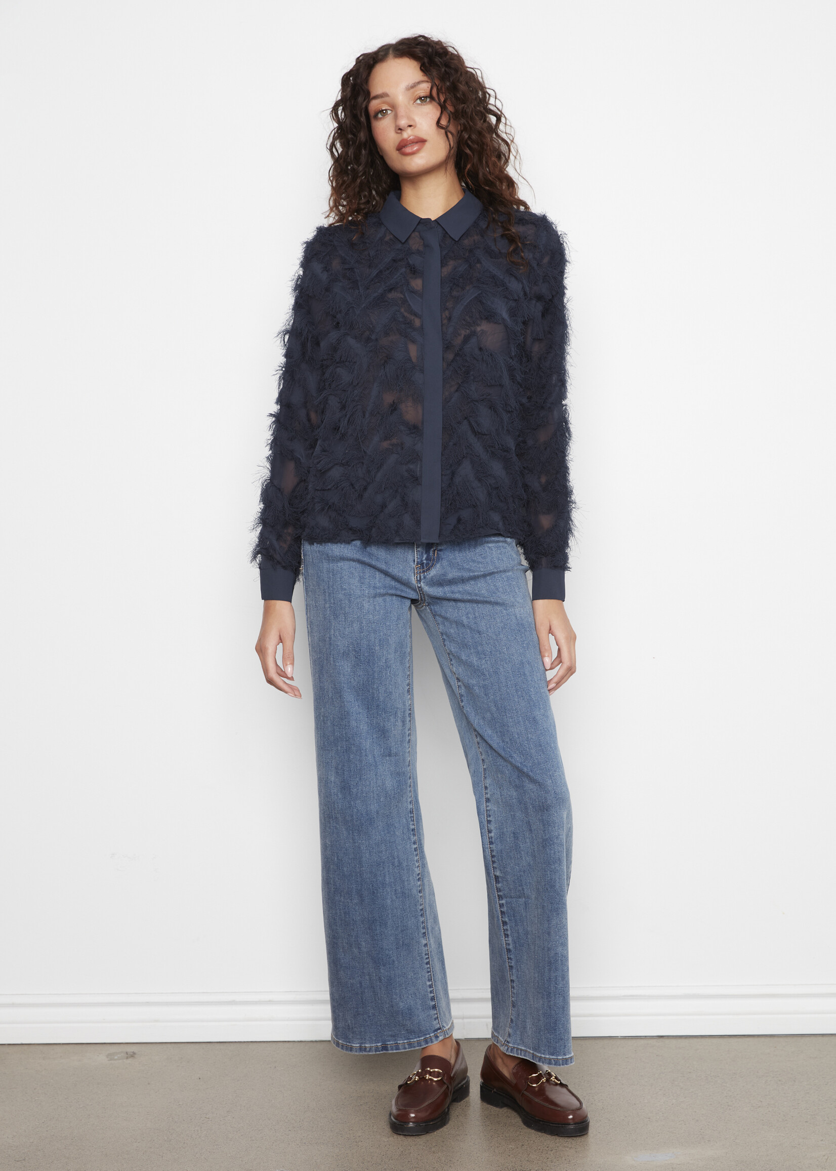 Charlie B Charlie B Fringe Fabric Chiffon Blouse