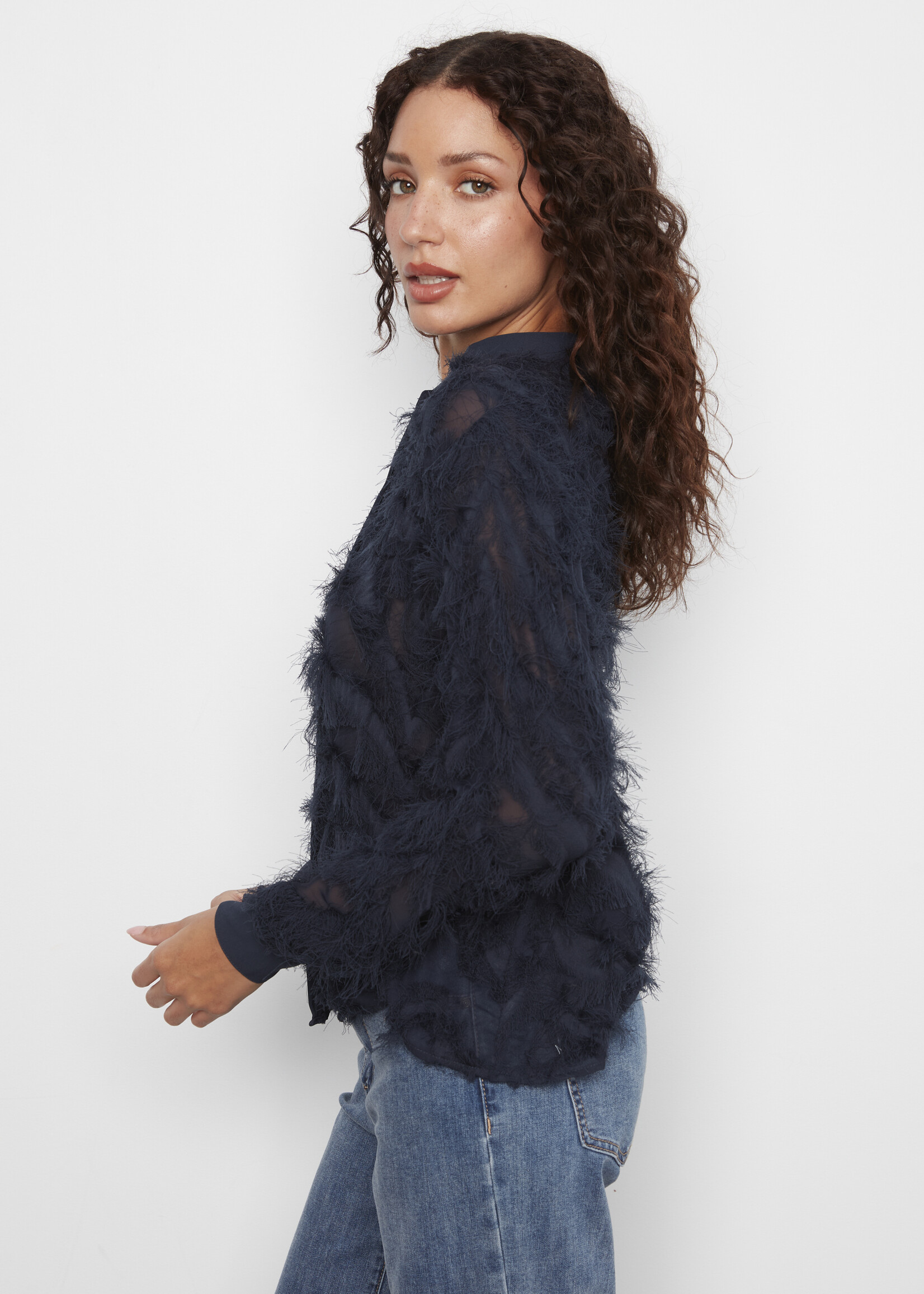 Charlie B Charlie B Fringe Fabric Chiffon Blouse