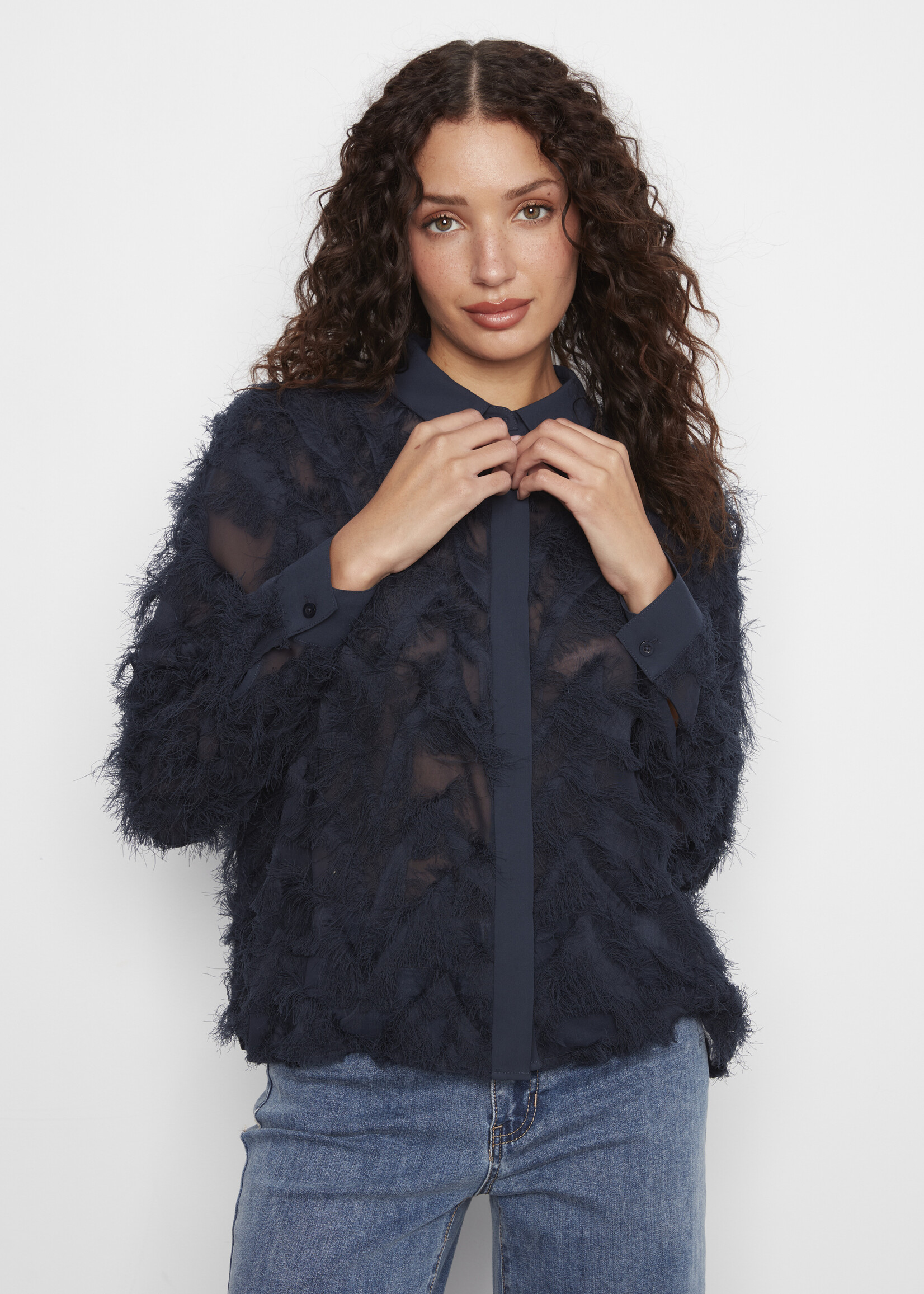 Charlie B Charlie B Fringe Fabric Chiffon Blouse
