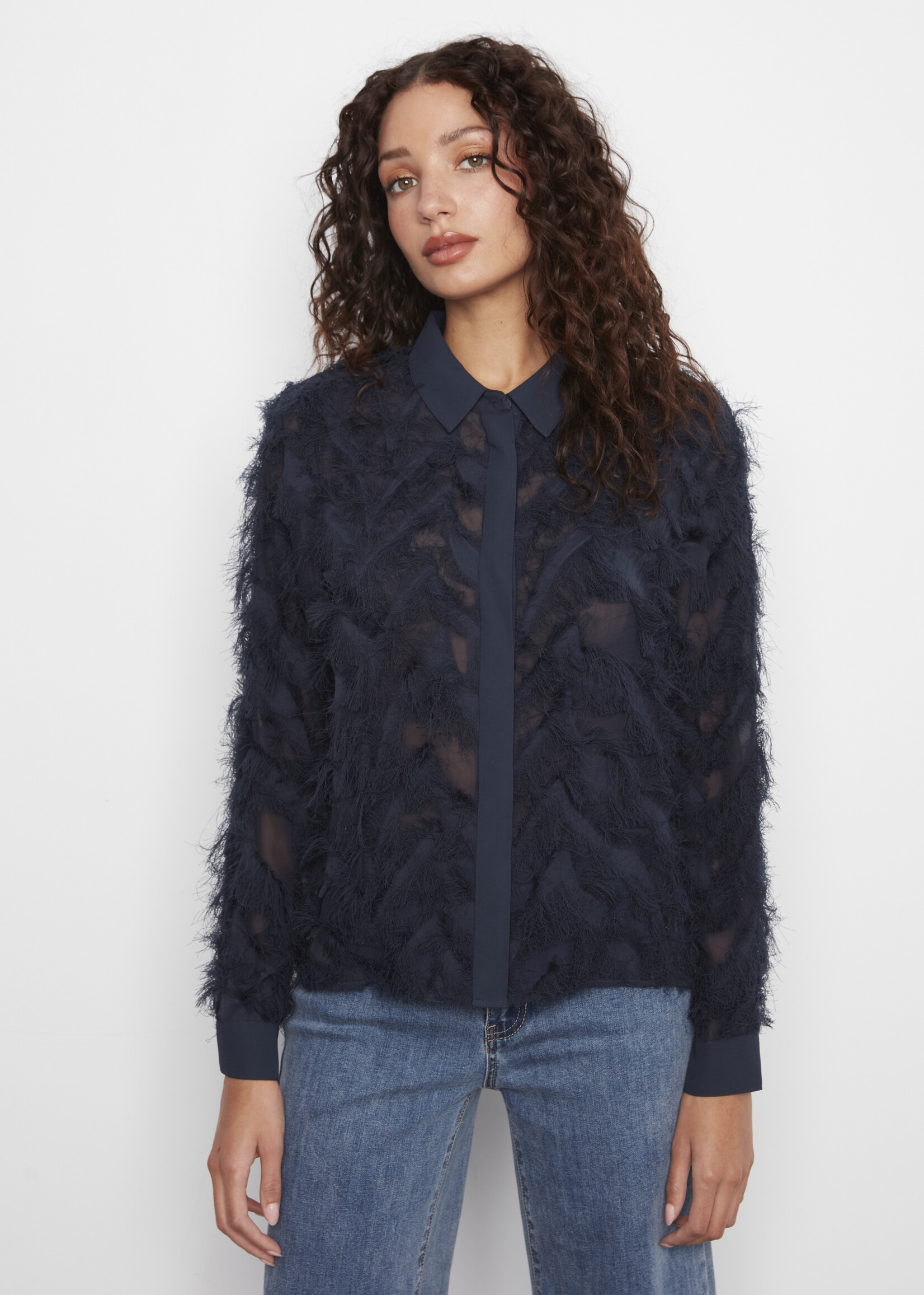 Charlie B Charlie B Fringe Fabric Chiffon Blouse