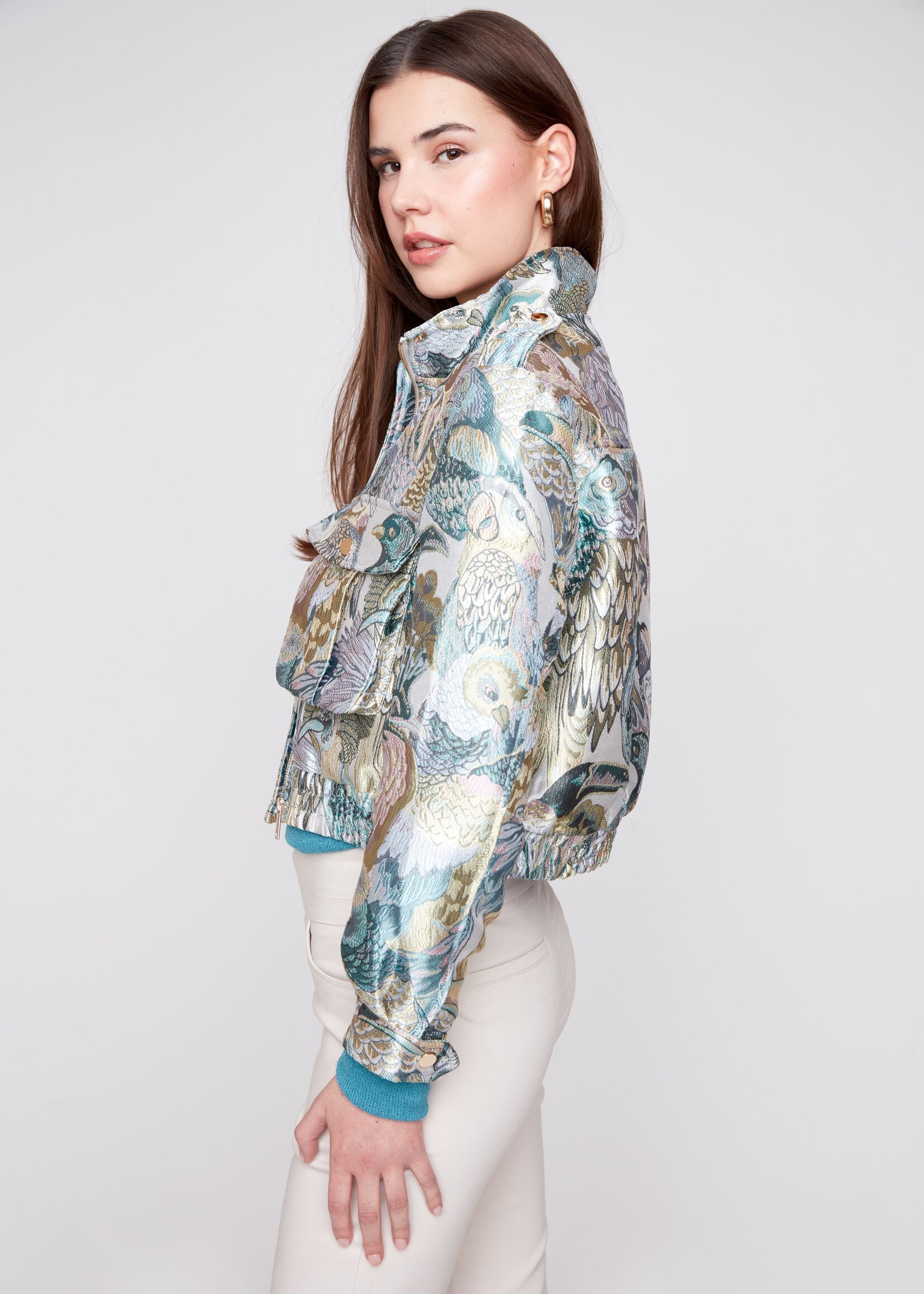 Renuar Renuar Birds Print Bomber Jacket