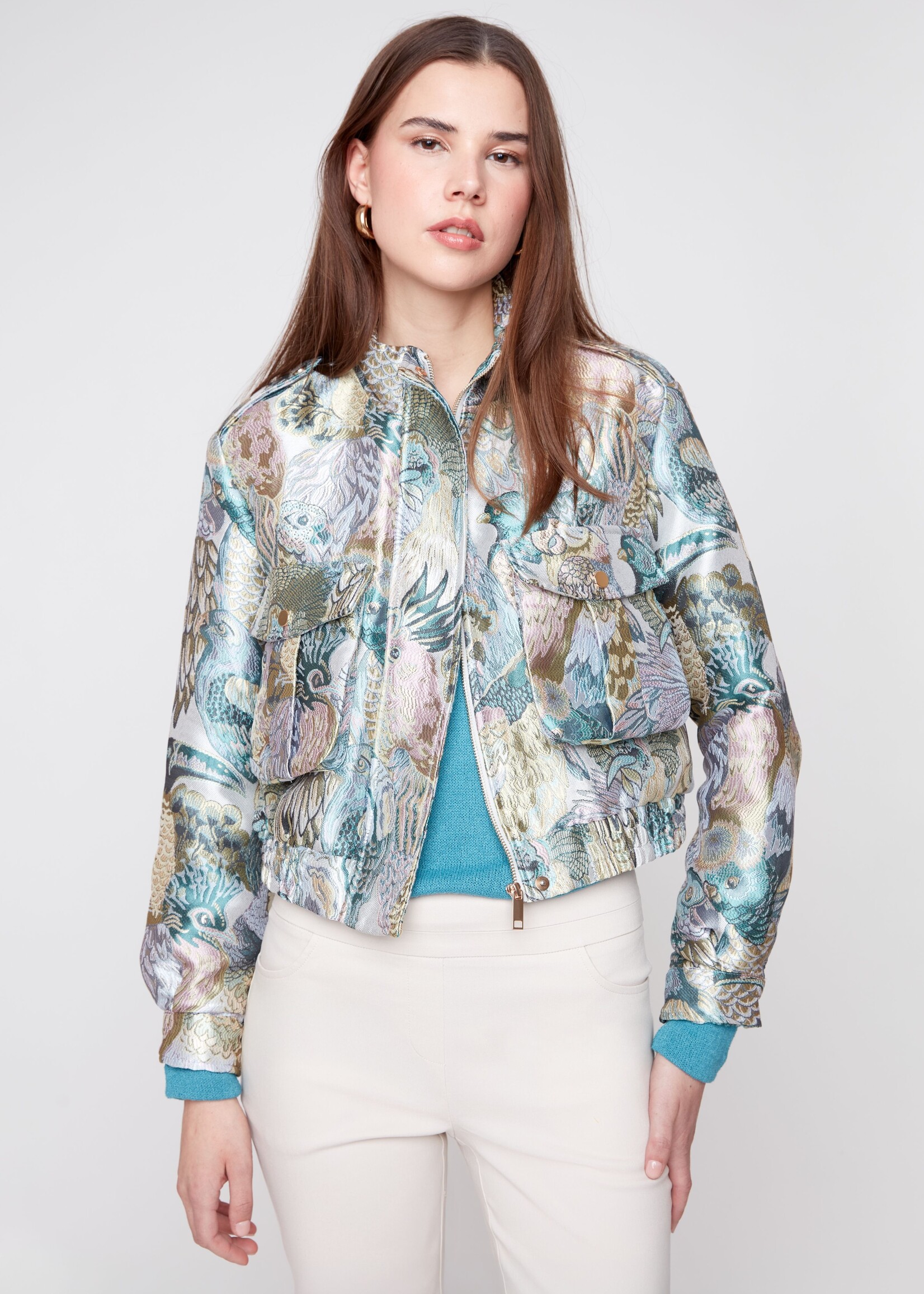 Renuar Renuar Birds Print Bomber Jacket