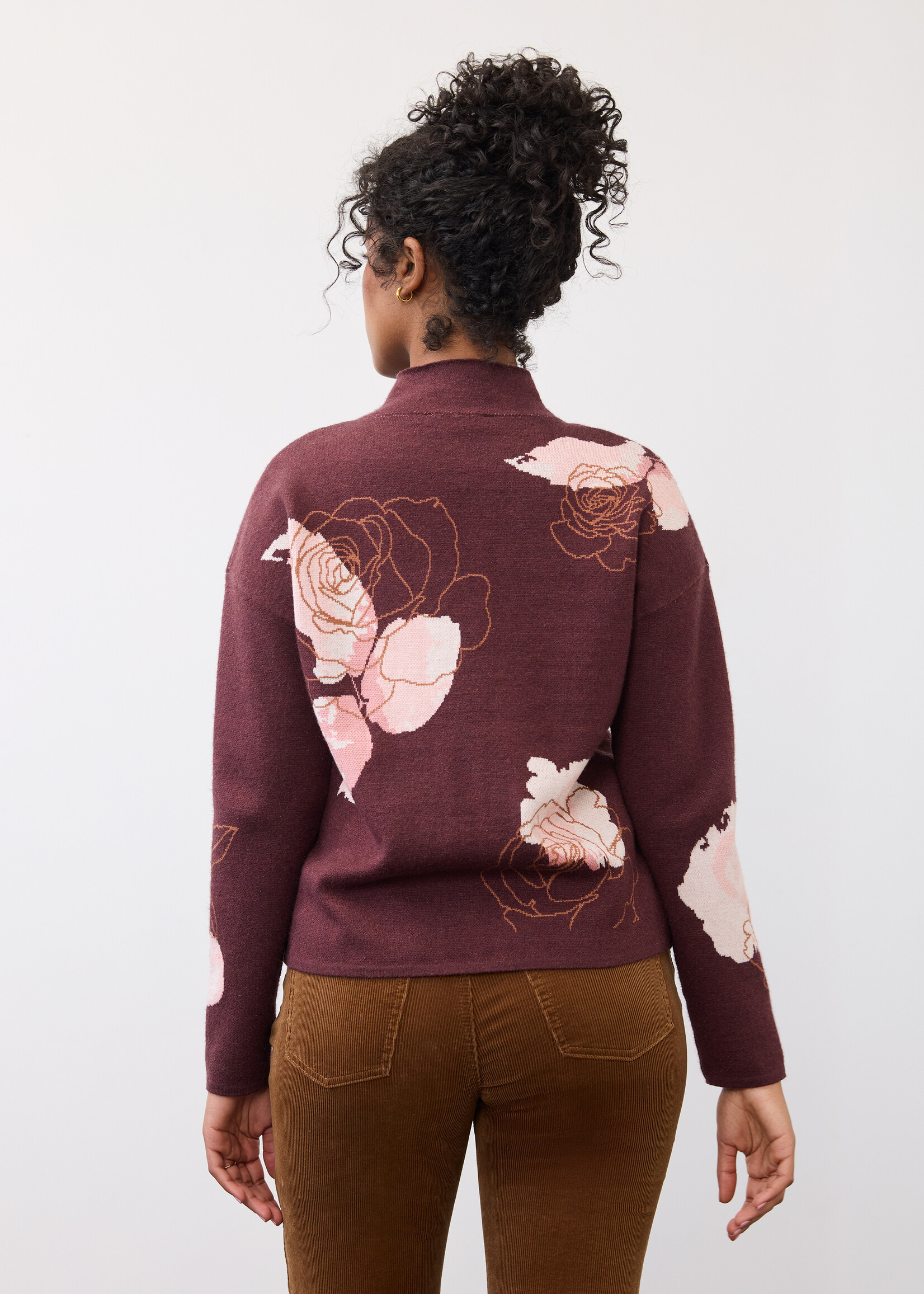 French Dressing Jeans FDJ Flower Print Mock Neck Sweater