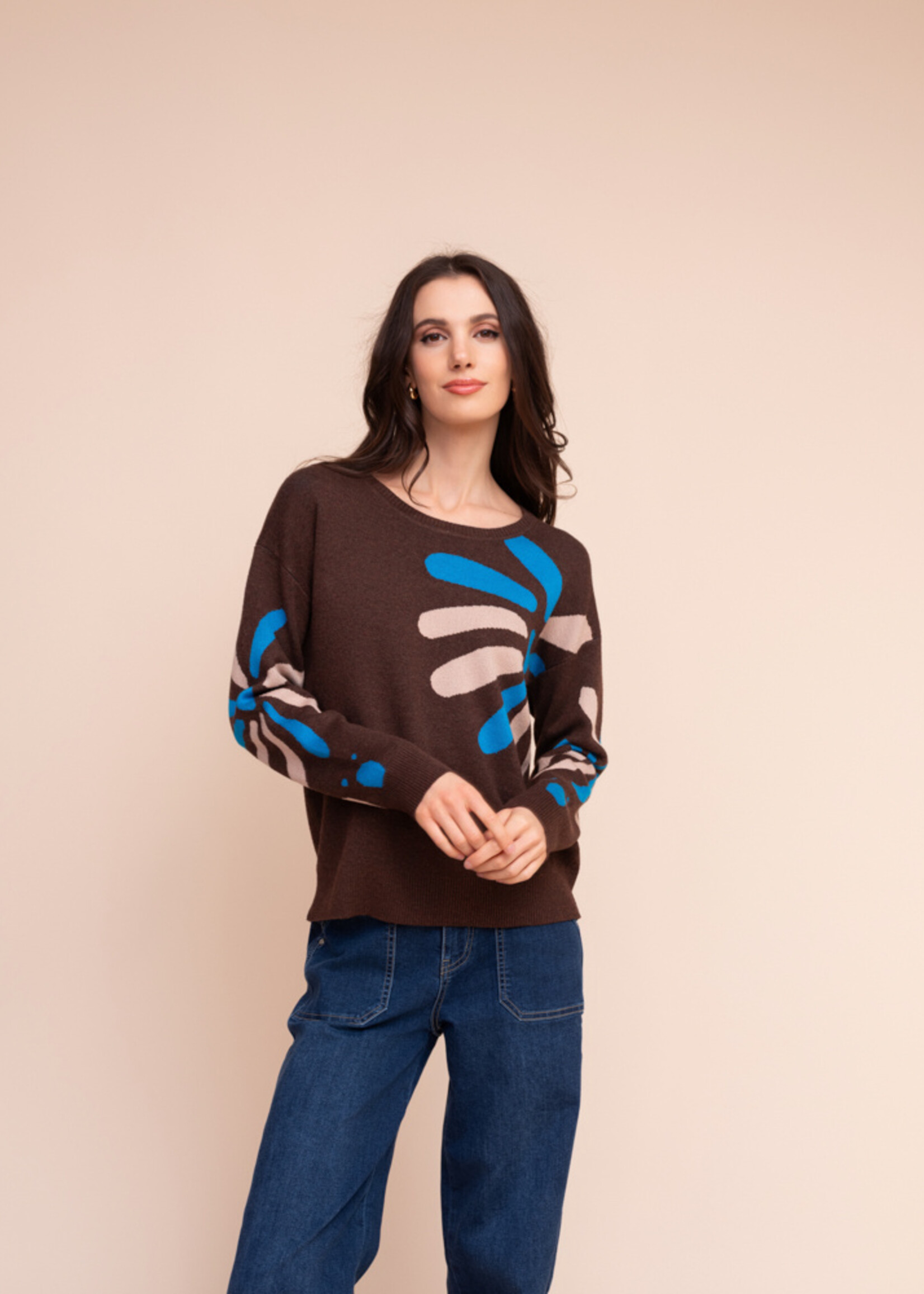 Alison Sheri Alison Sheri Flower Detail Crew Sweater
