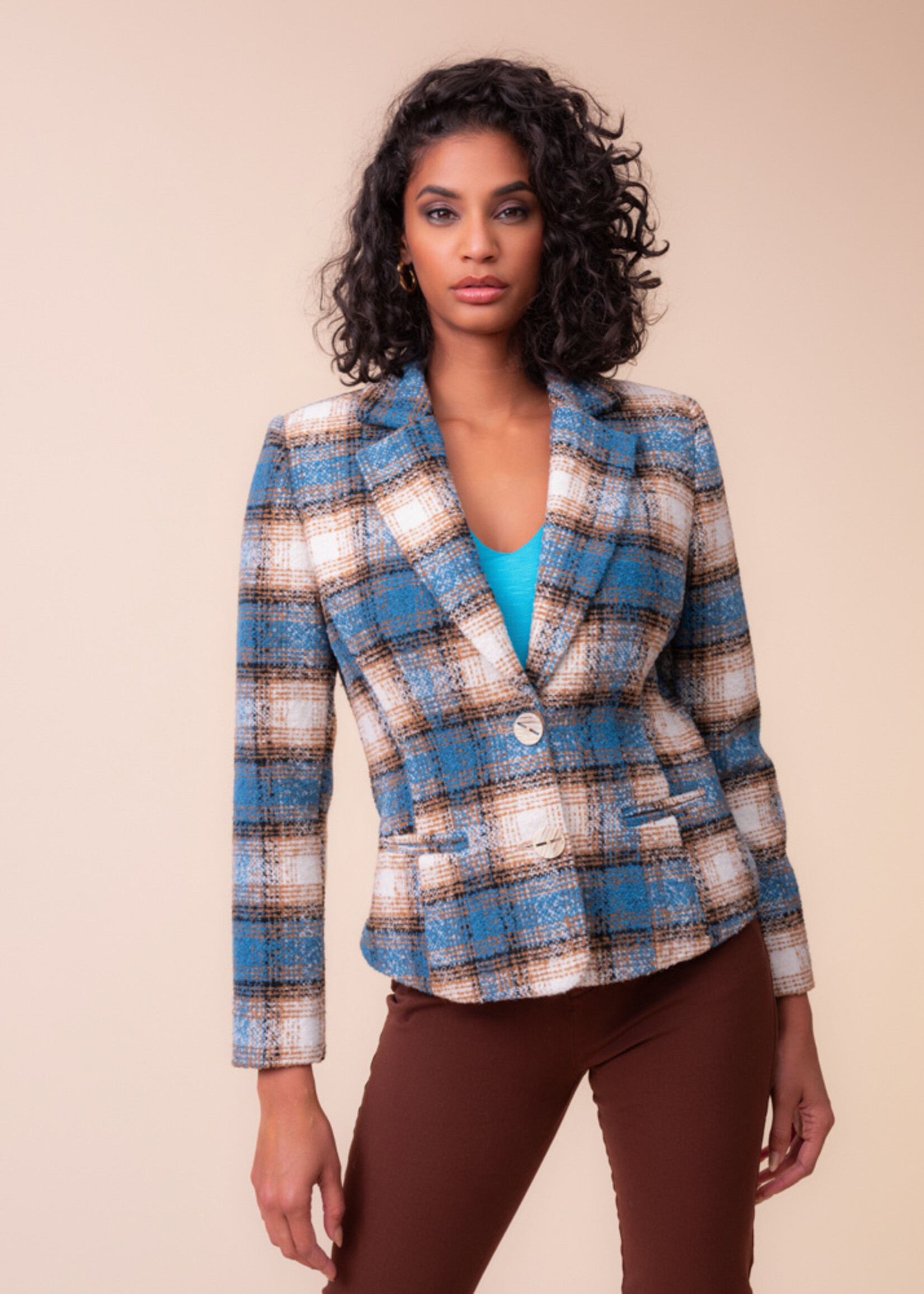 Alison Sheri Alison Sheri Plaid Knit Blazer