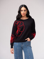 Elena Wang Elena Wang  Red Flower Detail Crew Sweater